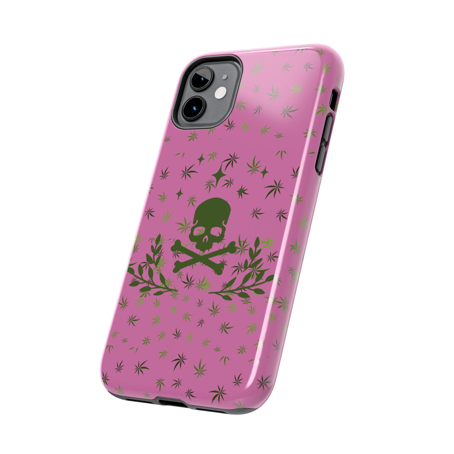 420 skull & crossbones tough phone Cases cannabis and skull and crossbones pink phone case for weed lovers