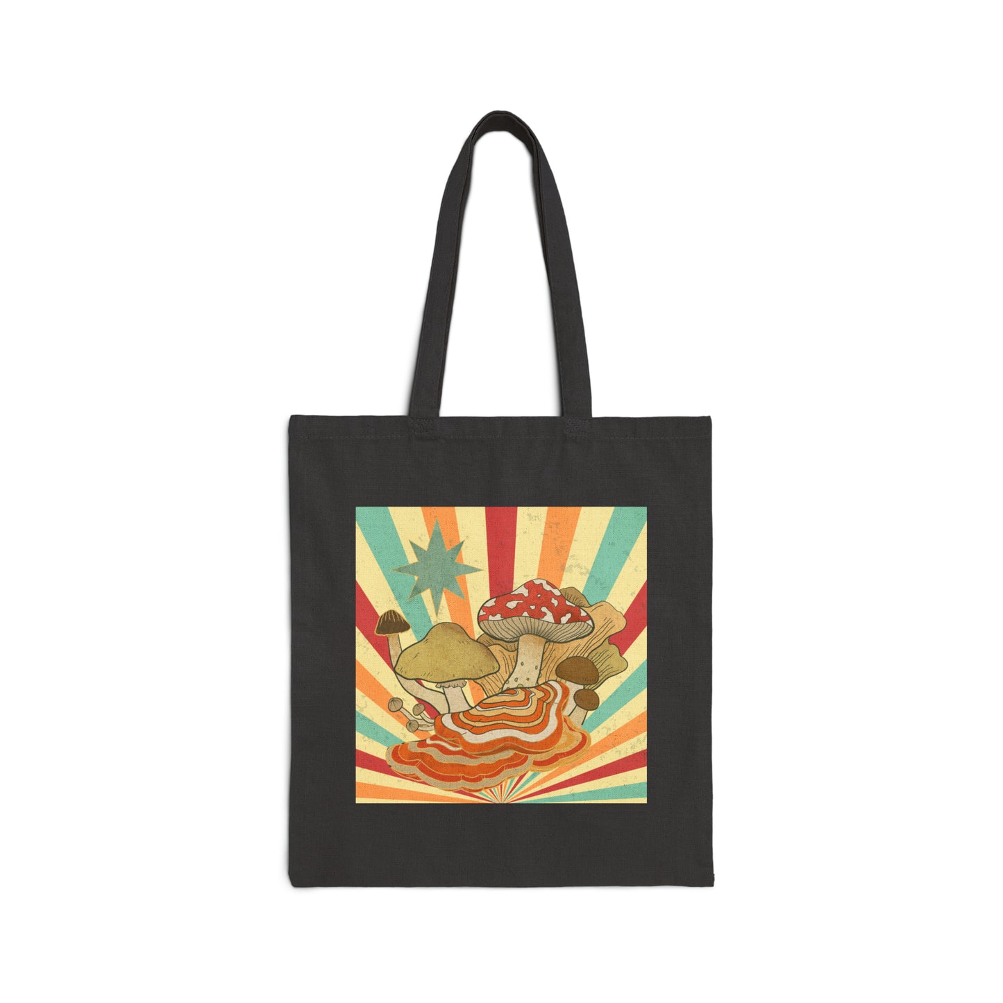 Retro style magic mushroom motif Cotton Canvas Tote Bag psychedelic mushroom vintage style eco shopping bag in 2 colors