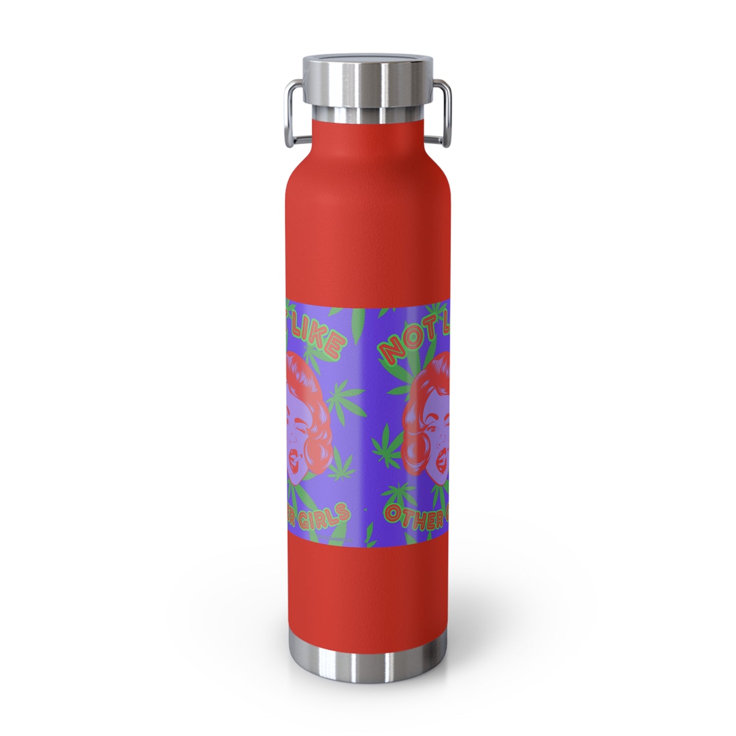 Not like Other Girls cannabis 420 retro vintage copper vacuum insulated bottle, 22oz. Great gift for high end stoner girl