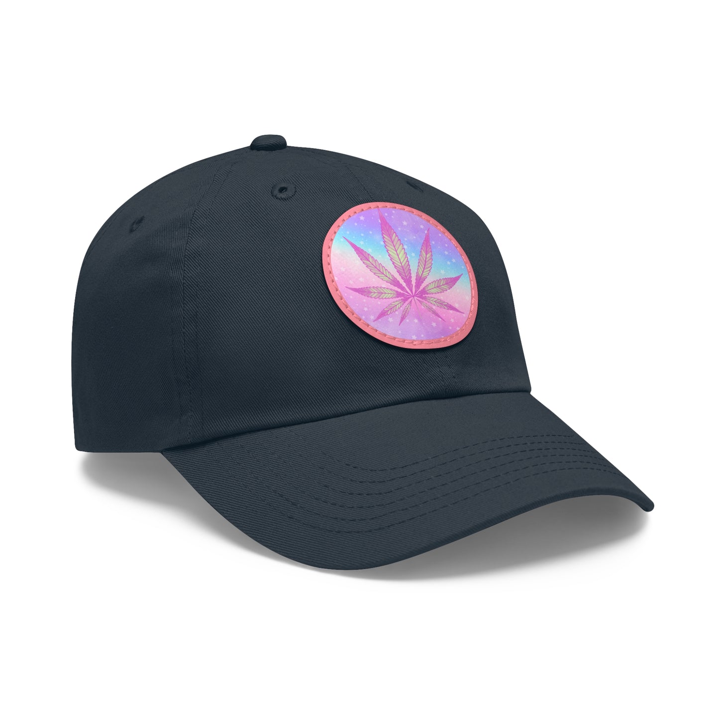 Candycore 420 cannabis cap with round Leather Patch weed leaf baseball hat pastel colors