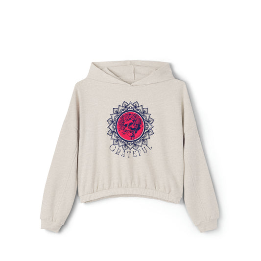 Grateful Dead womens skull and roses Bertha Cinched Bottom Hoodie high end hippie couture Grateful sweatshirt