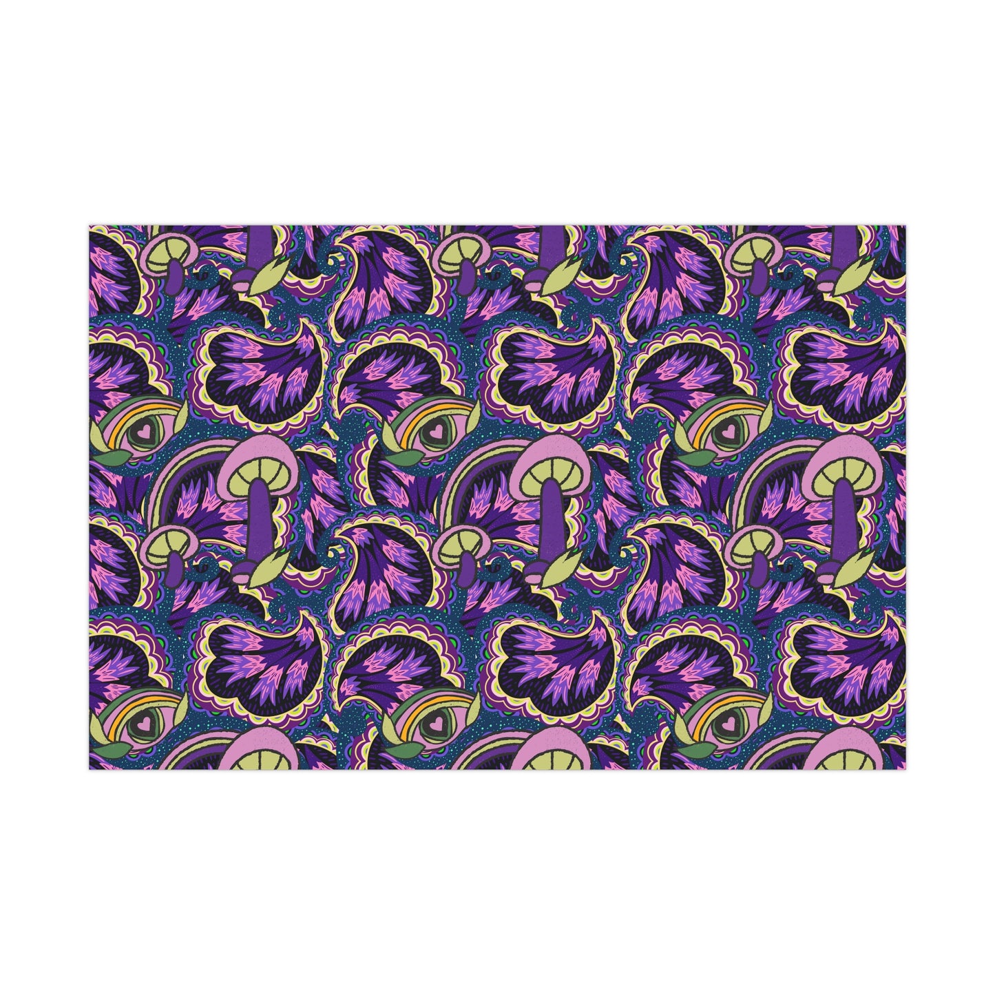 Purple psychedelic wrapping paper perfect Gift Wrap Papers for magic mushroom lovers retro hippie style