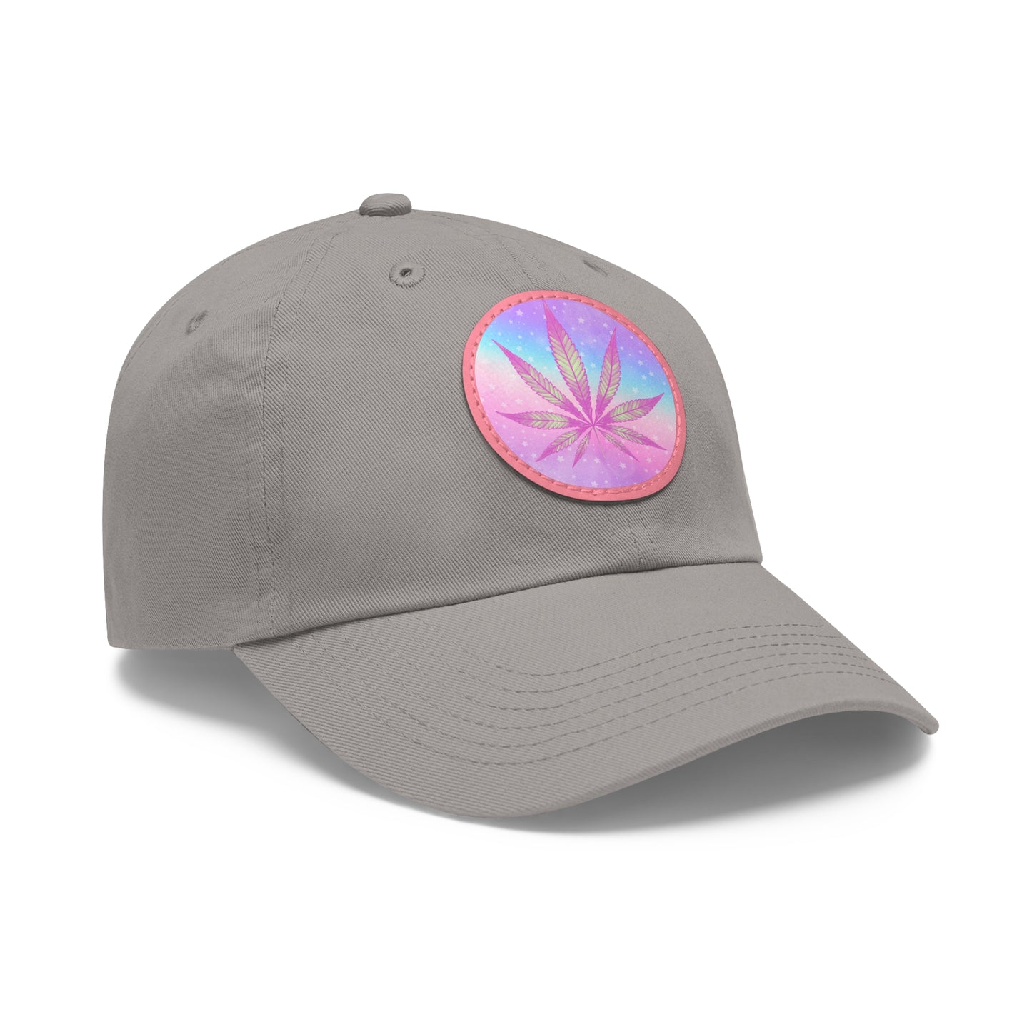 Candycore 420 cannabis cap with round Leather Patch weed leaf baseball hat pastel colors