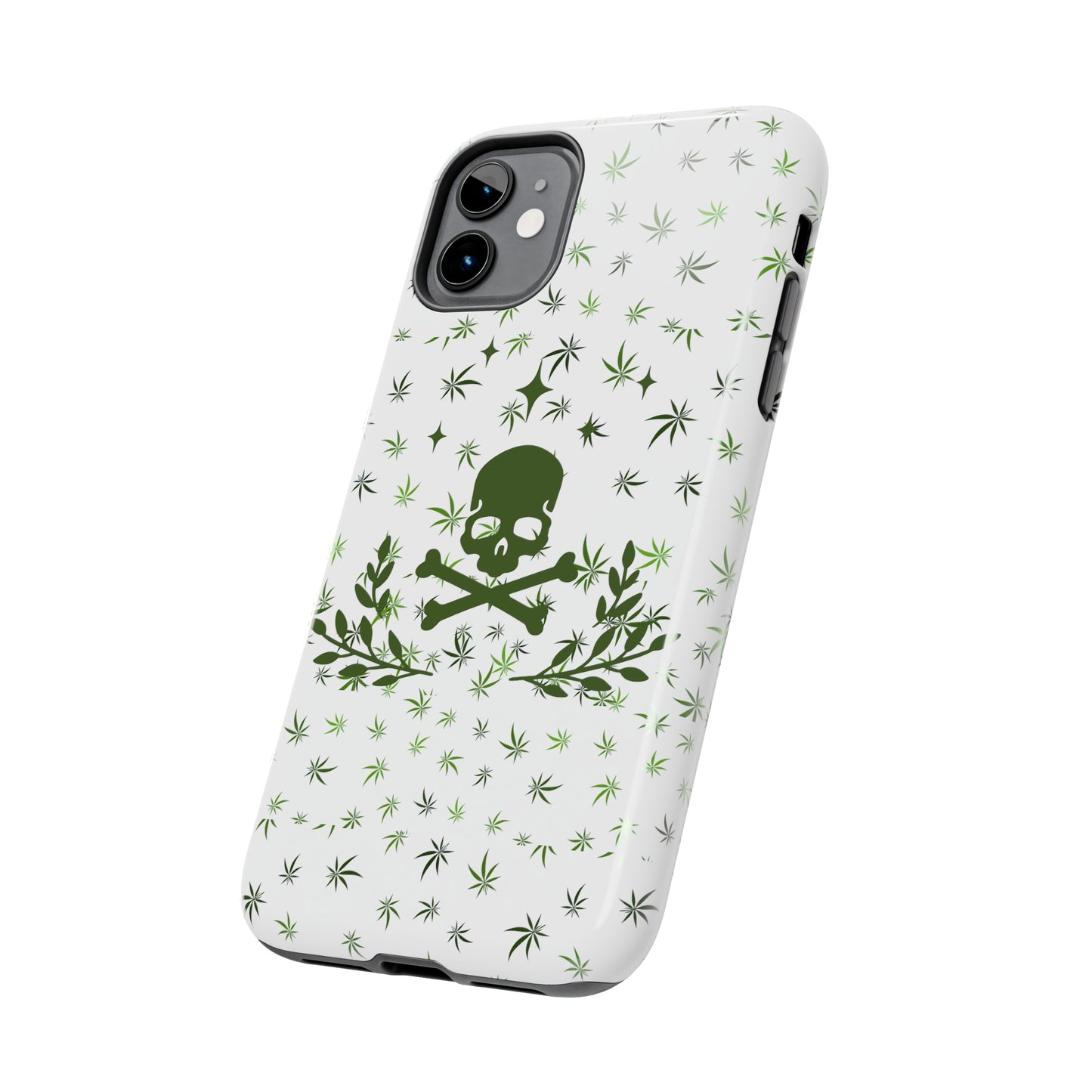 420 skull and crossbones tough phone Cases cannabis and skull white phone case for weed lovers