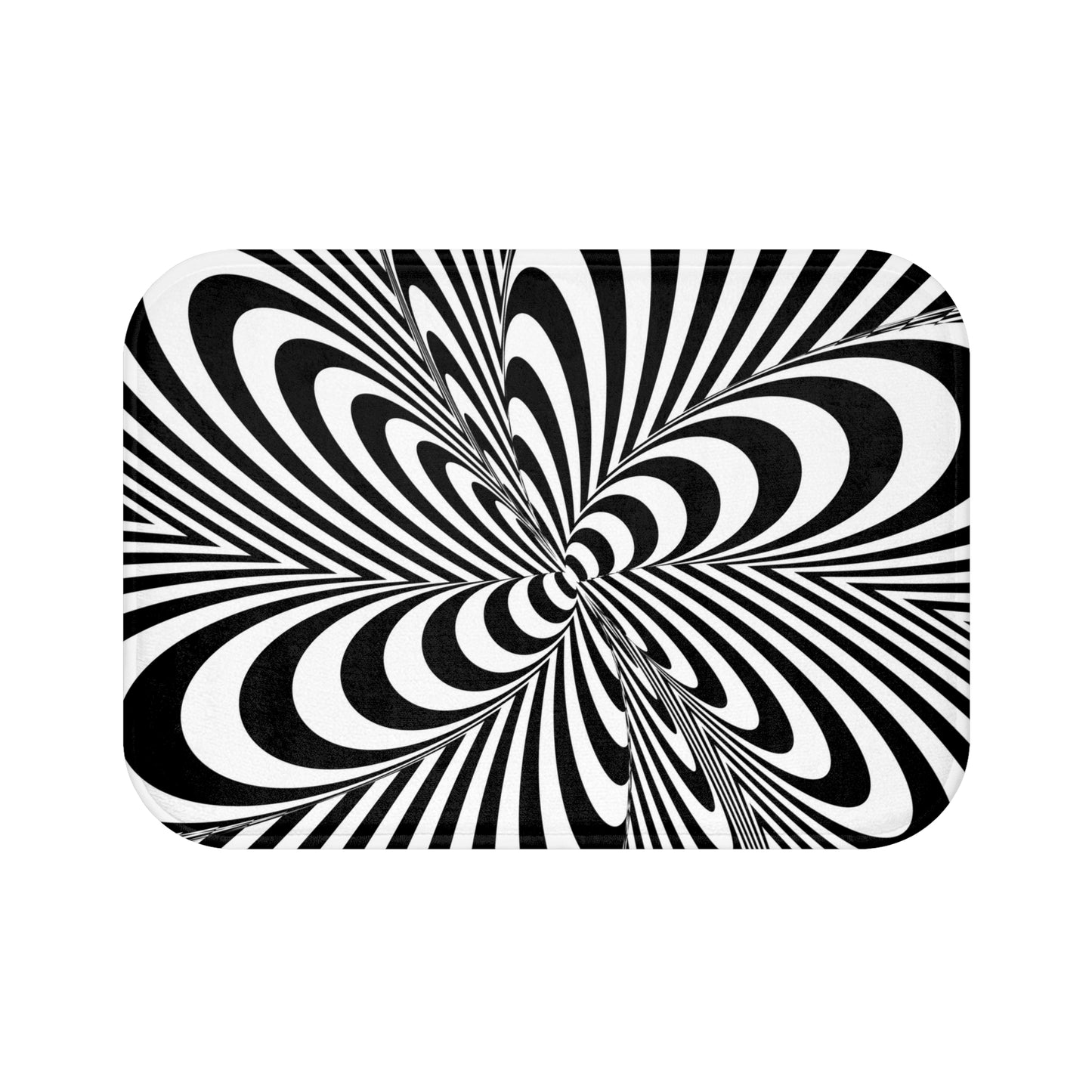 Psychedelic black and white bath mat eclectic bathroom rug trippy home floor decor