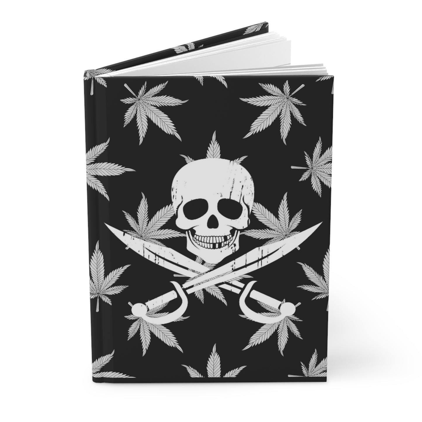 420 Jolly Roger Hardcover Journal Cannabis and Skull and Crossbones journal 420 gift for stoner pirates