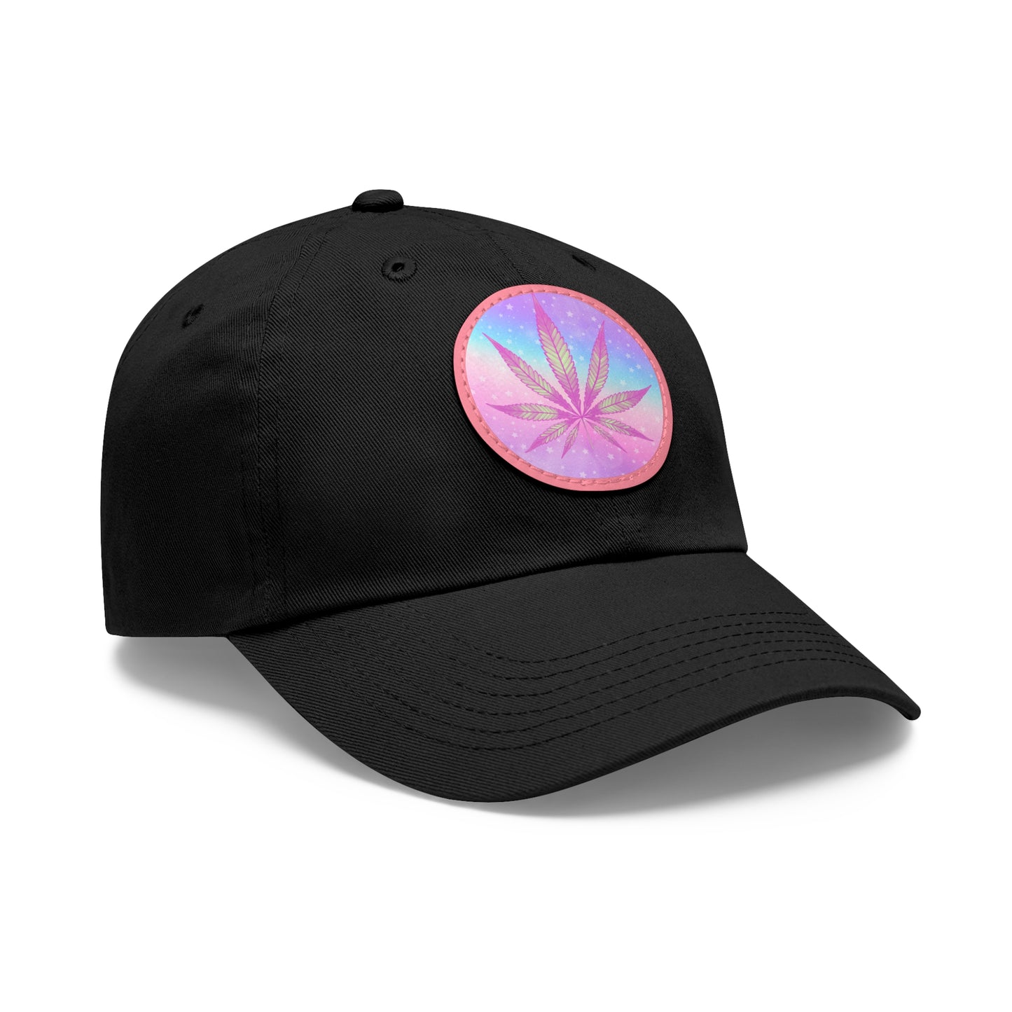 Candycore 420 cannabis cap with round Leather Patch weed leaf baseball hat pastel colors