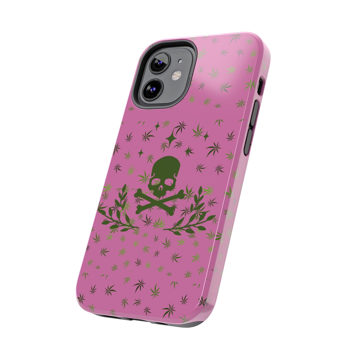 420 skull & crossbones tough phone Cases cannabis and skull and crossbones pink phone case for weed lovers