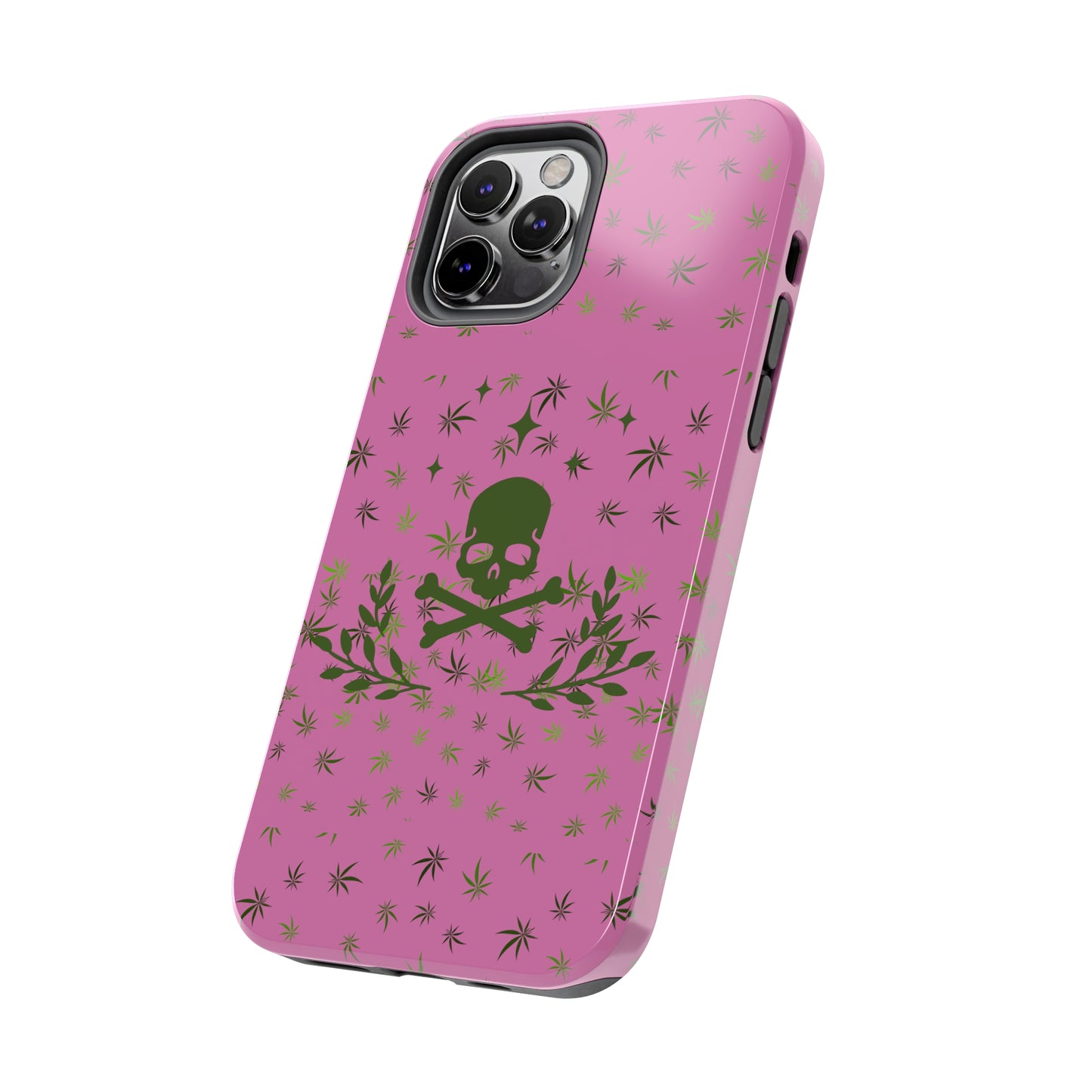 420 skull & crossbones tough phone Cases cannabis and skull and crossbones pink phone case for weed lovers