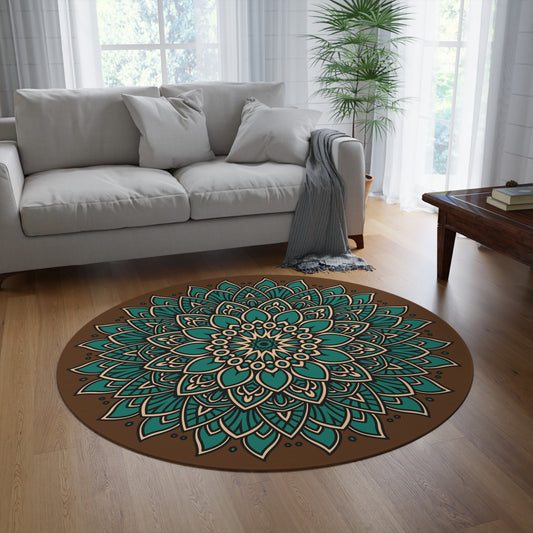 Mandala Round Rug- boho home decor - eclectic sacred geometry lotus flower rug