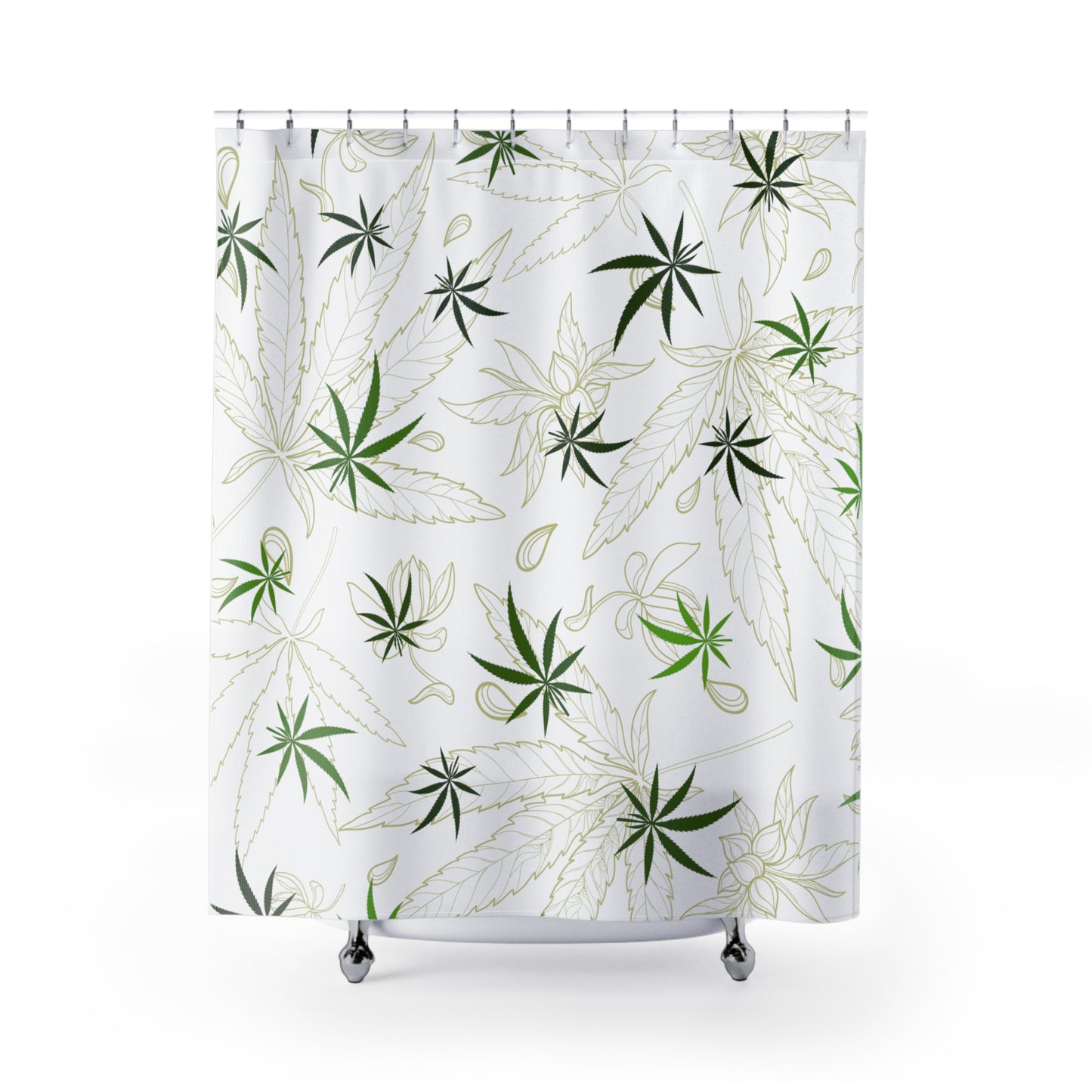 Cannabis 420 shower curtain eclectic style hemp leaf print bathroom decor