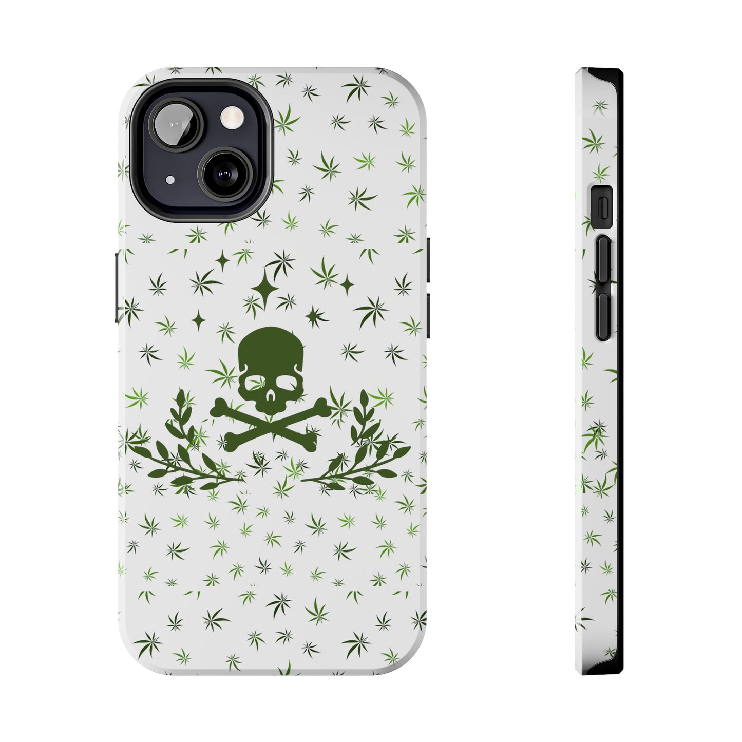 420 skull and crossbones tough phone Cases cannabis and skull white phone case for weed lovers