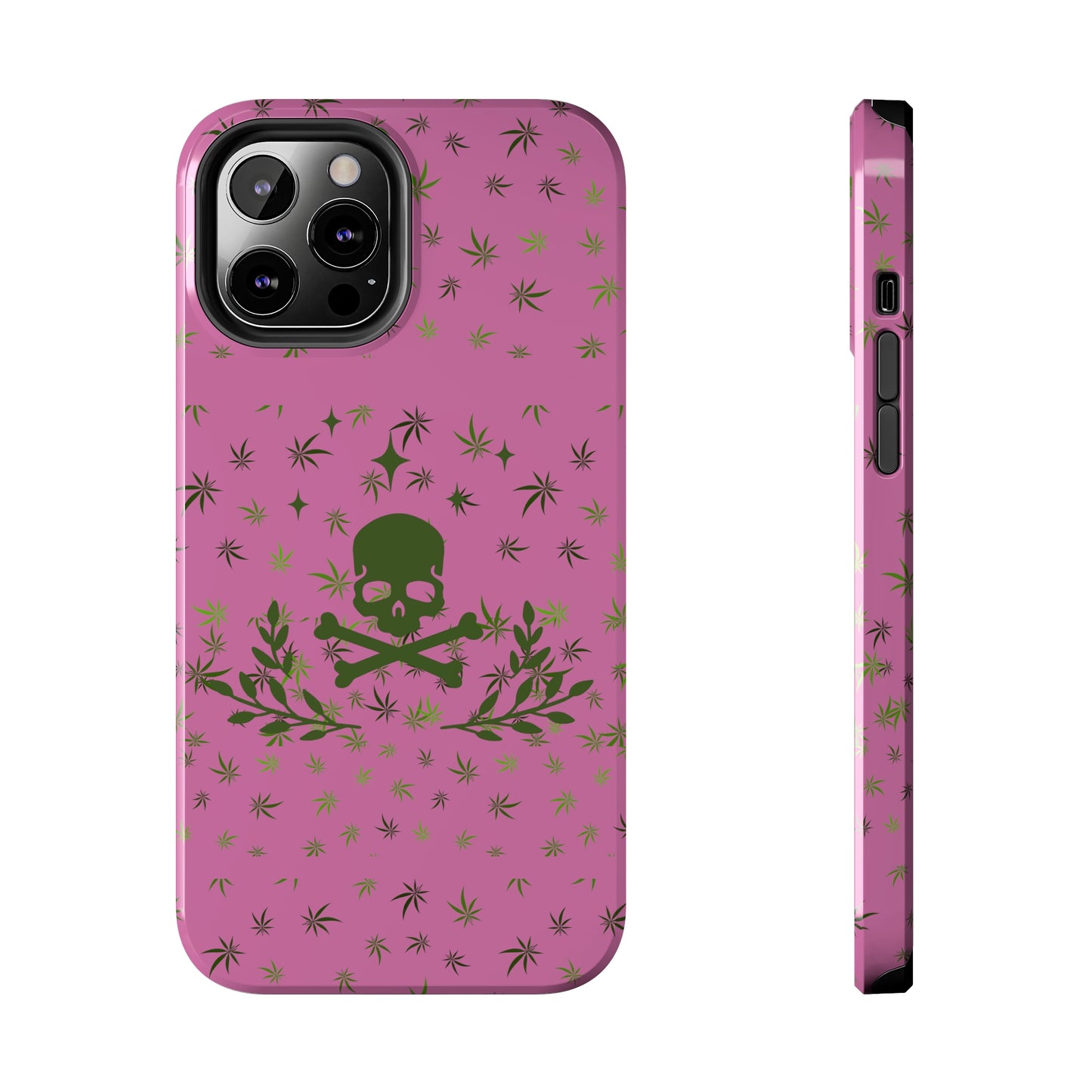 420 skull & crossbones tough phone Cases cannabis and skull and crossbones pink phone case for weed lovers