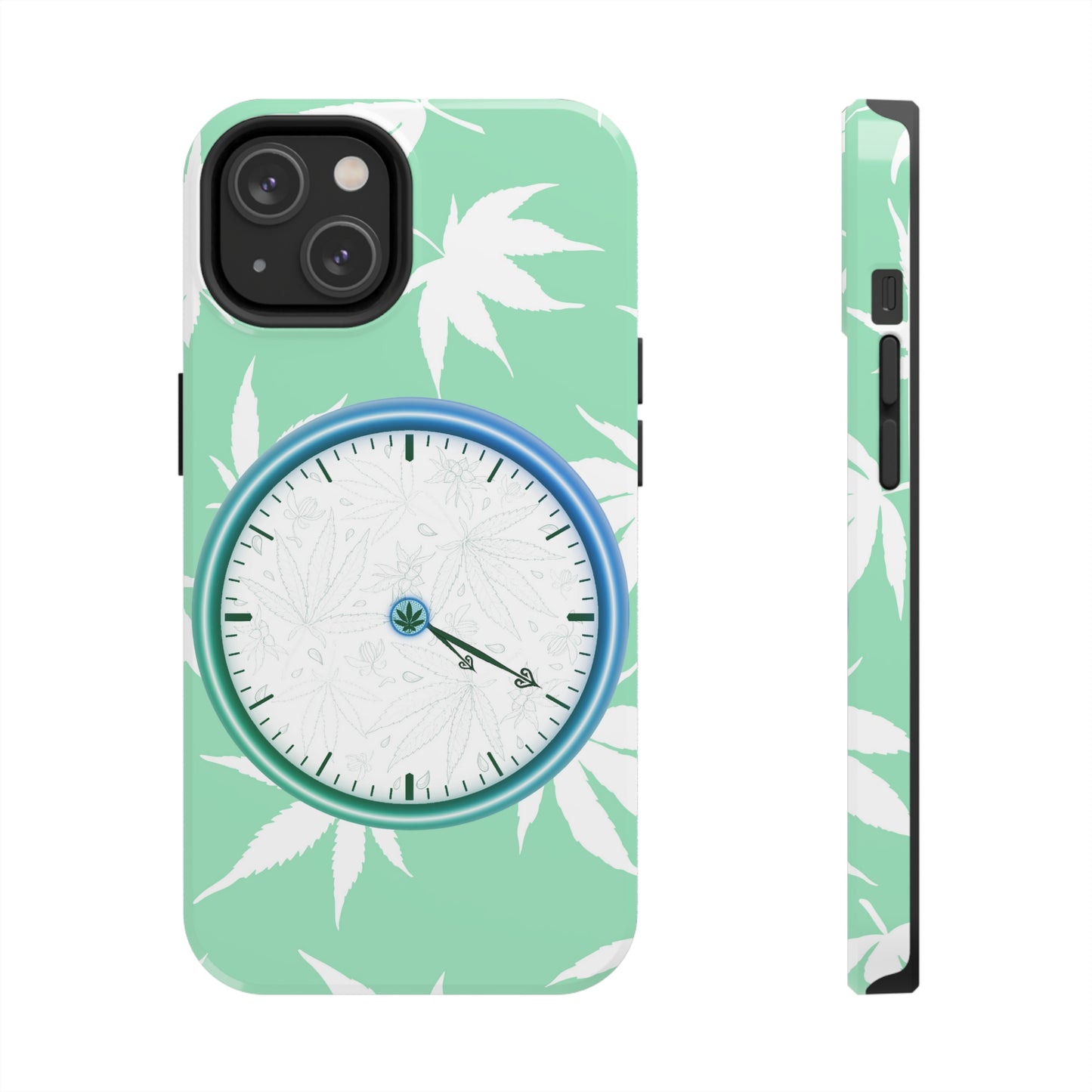 420 clock cannabis tough phone Cases cannabis leaf and 420 clock phone case for high end cannabist