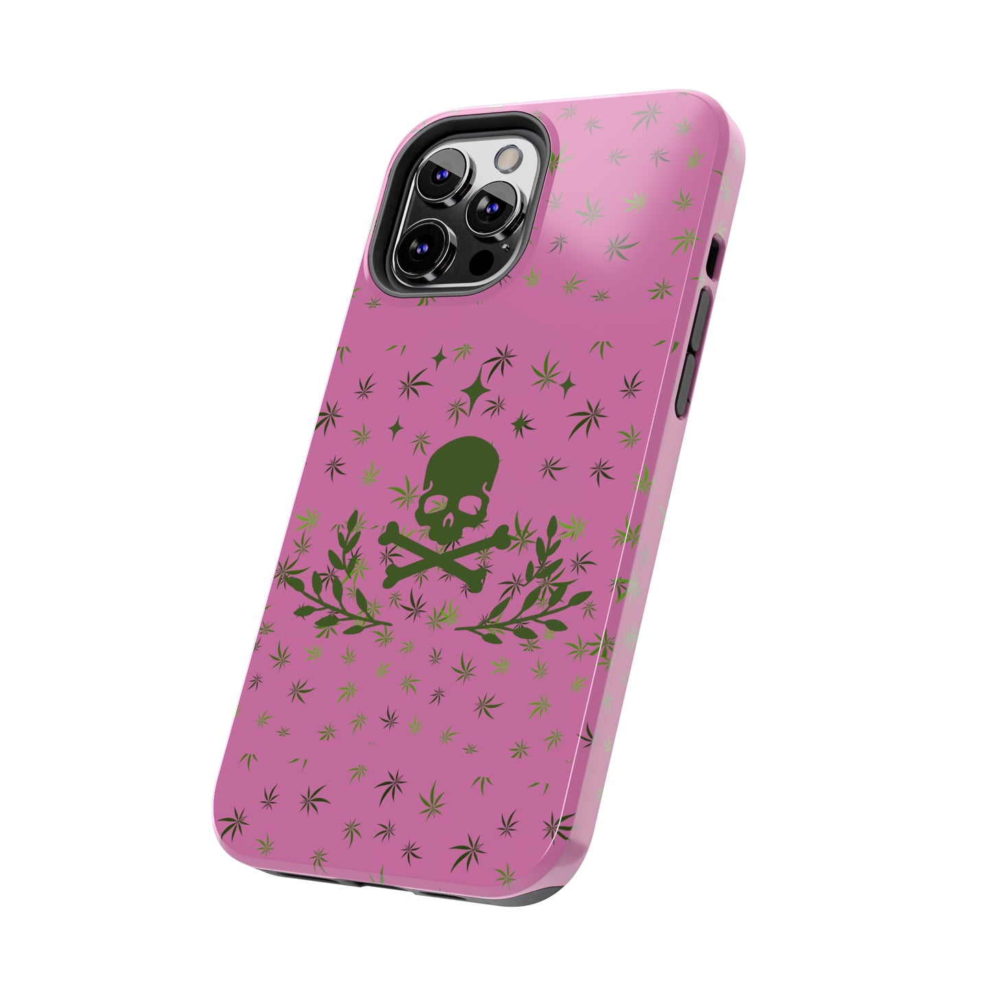 420 skull & crossbones tough phone Cases cannabis and skull and crossbones pink phone case for weed lovers