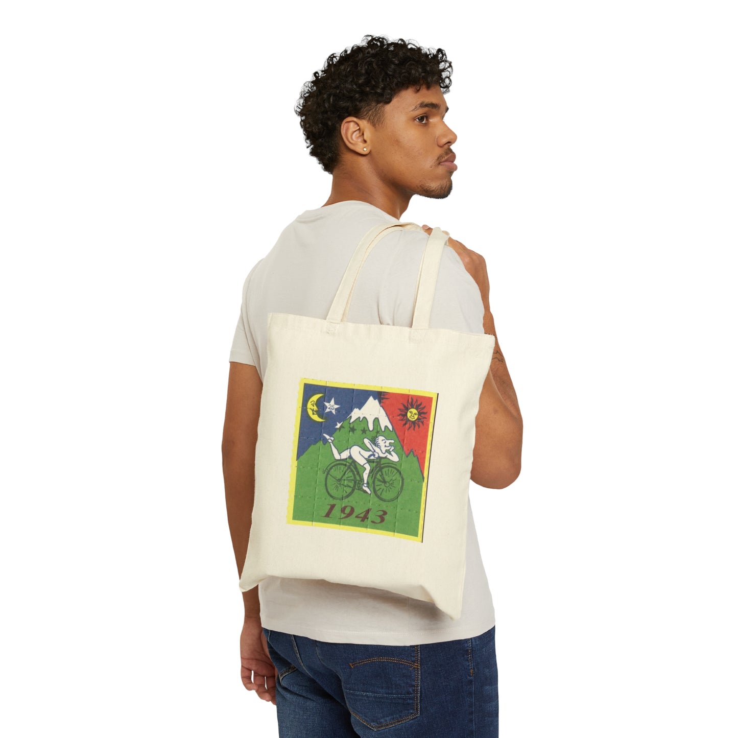 Bicycle Day 1943 Albert Hoffman psychedelic art cotton canvas tote bag