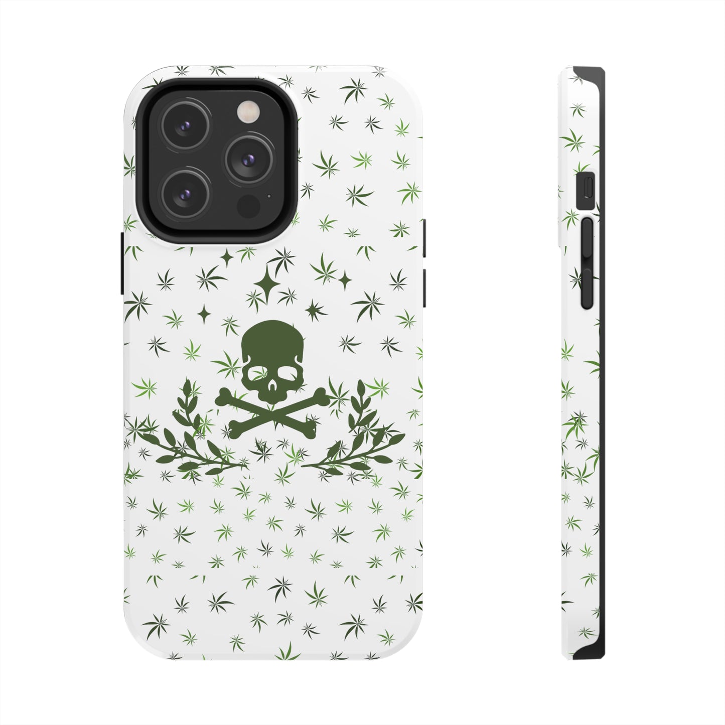 420 skull and crossbones tough phone Cases cannabis and skull white phone case for weed lovers