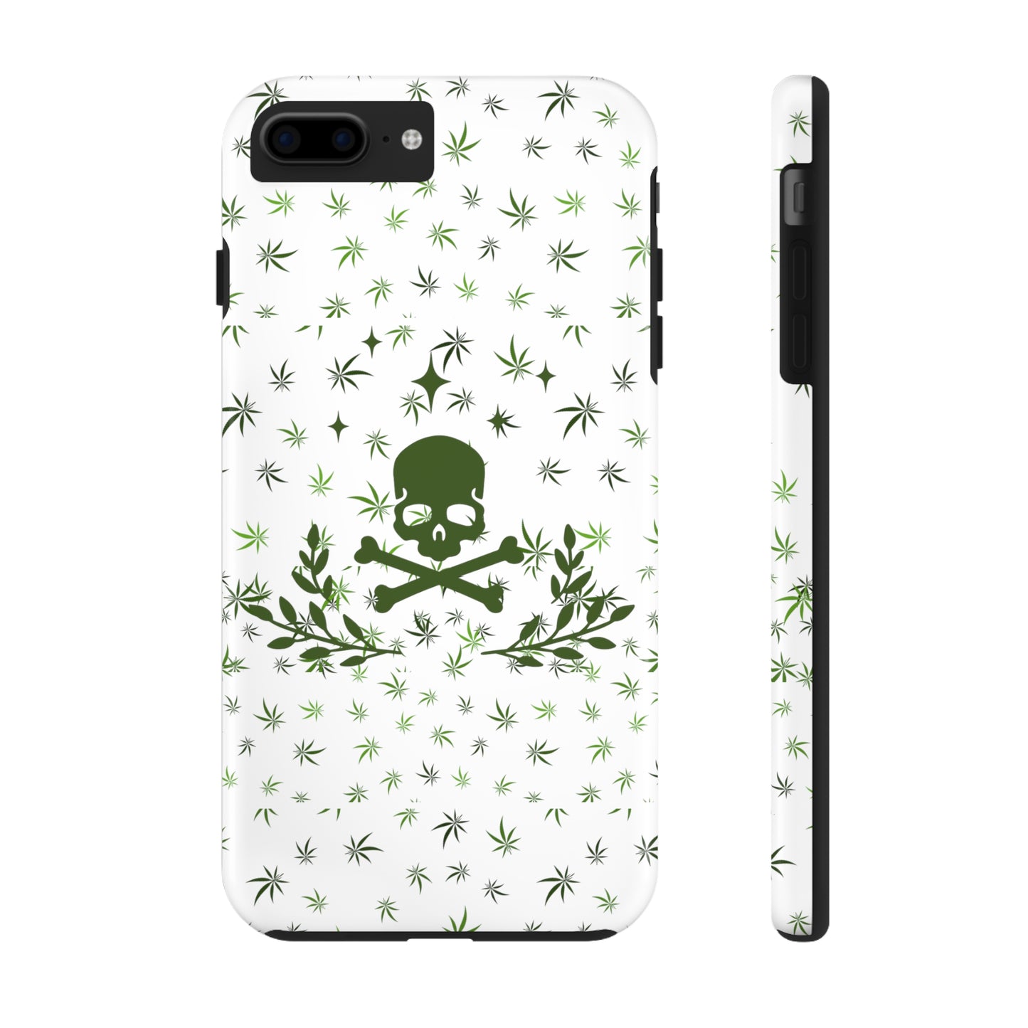 420 skull and crossbones tough phone Cases cannabis and skull white phone case for weed lovers