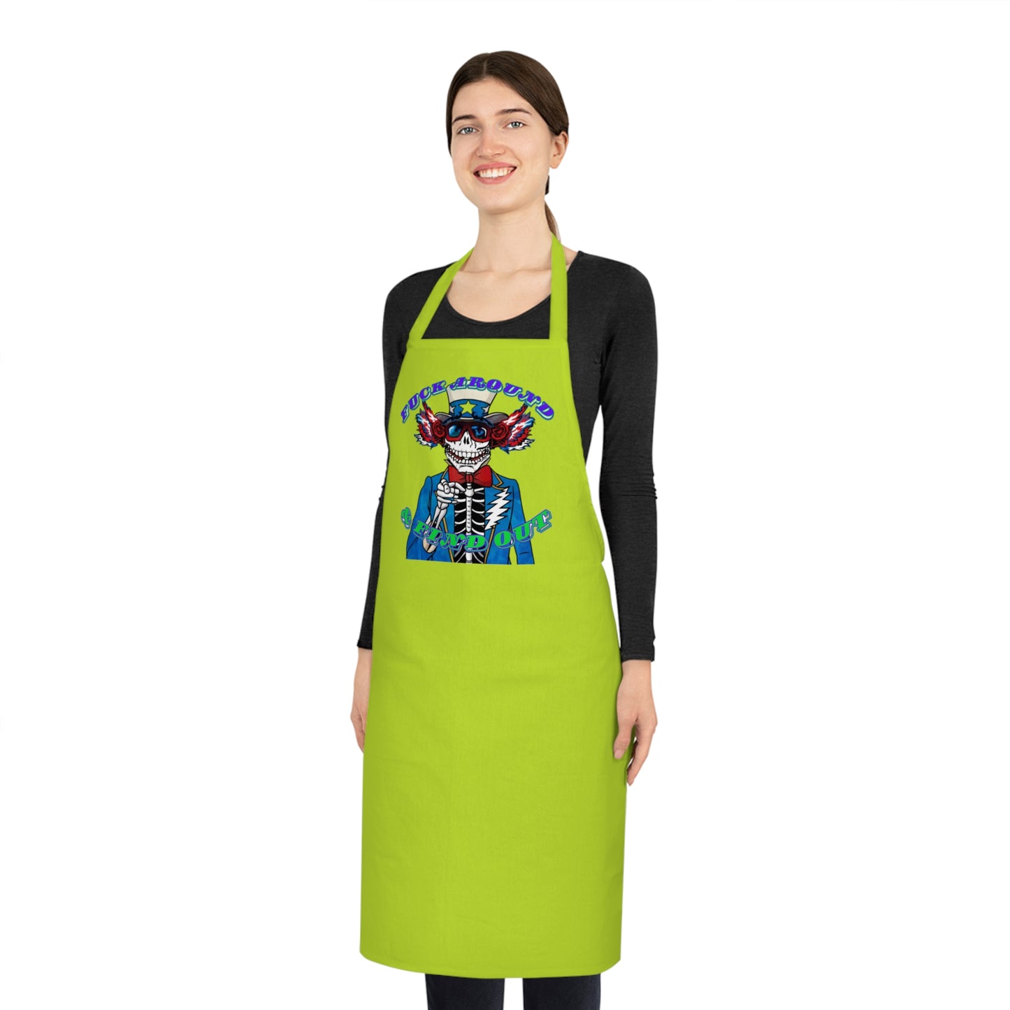 Deadhead cotton apron skeleton kitchen gift for hippie chef