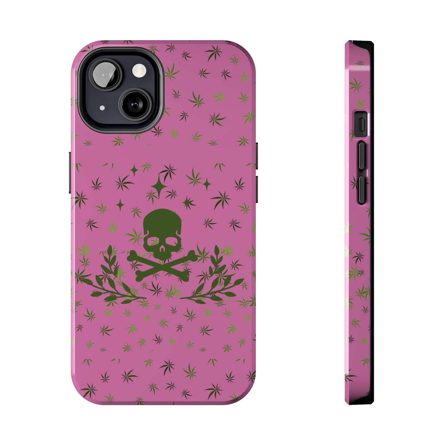 420 skull & crossbones tough phone Cases cannabis and skull and crossbones pink phone case for weed lovers