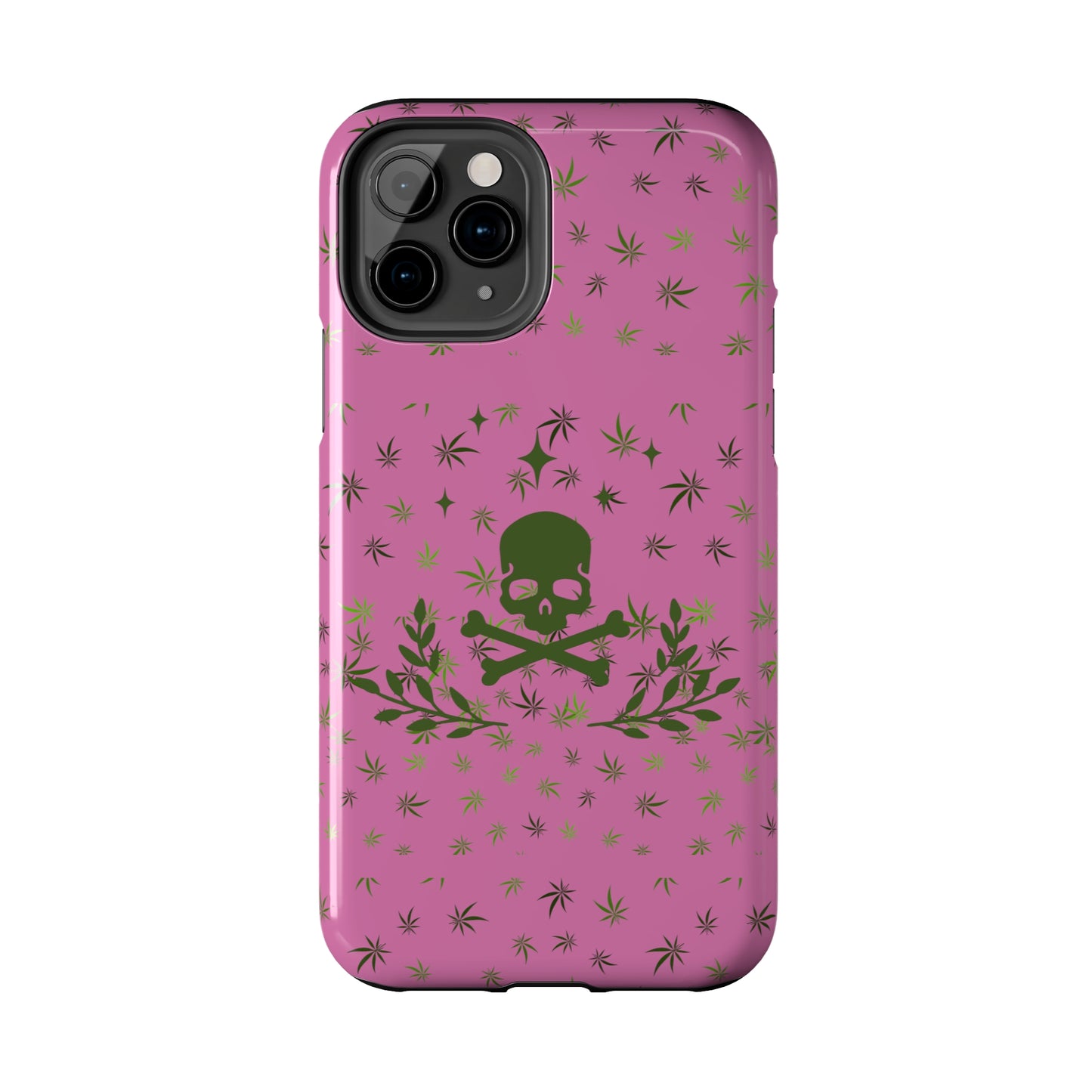 420 skull & crossbones tough phone Cases cannabis and skull and crossbones pink phone case for weed lovers