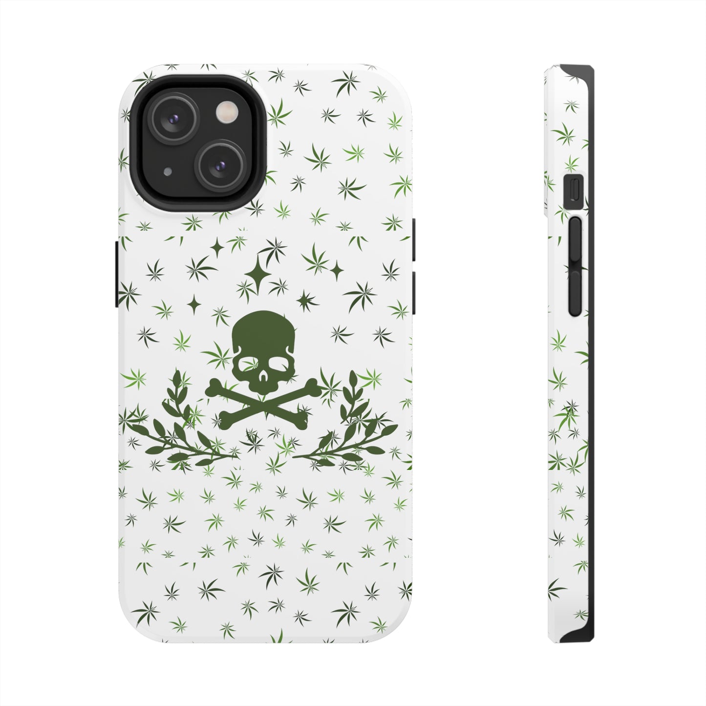 420 skull and crossbones tough phone Cases cannabis and skull white phone case for weed lovers