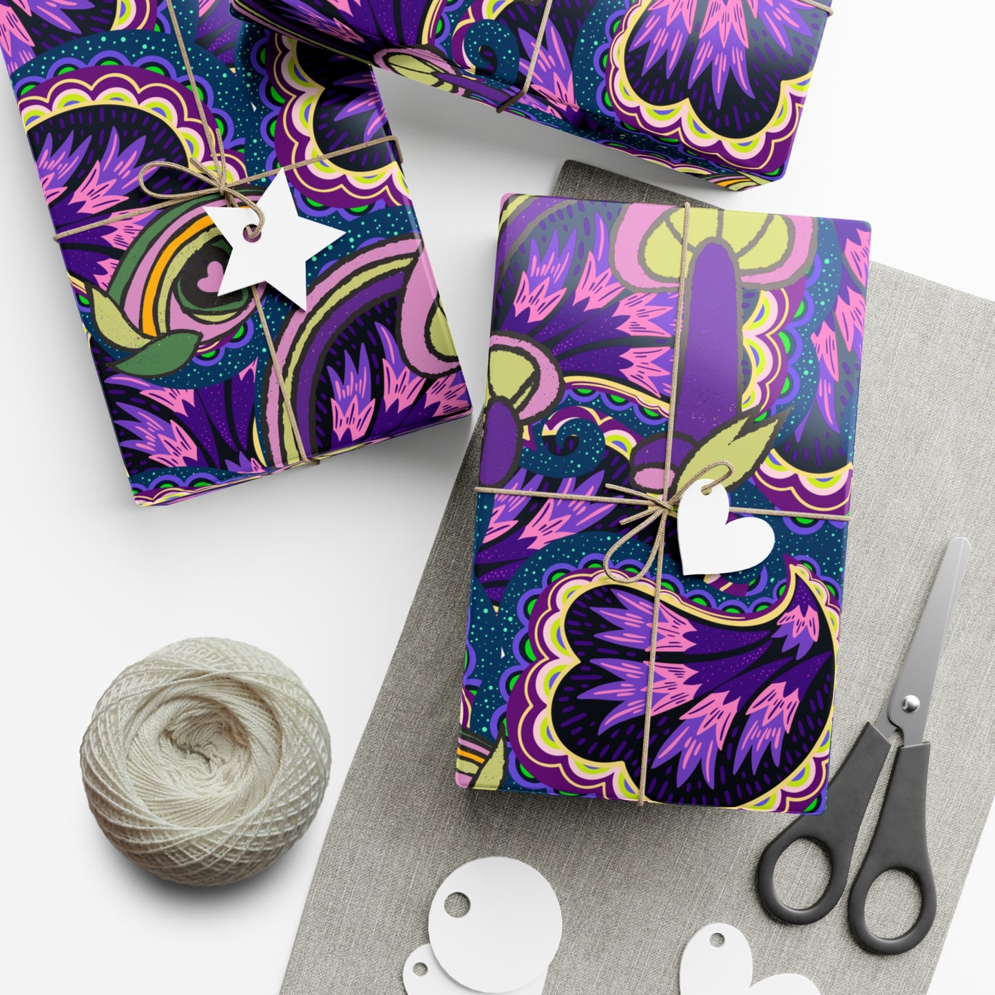 Purple psychedelic wrapping paper perfect Gift Wrap Papers for magic mushroom lovers retro hippie style