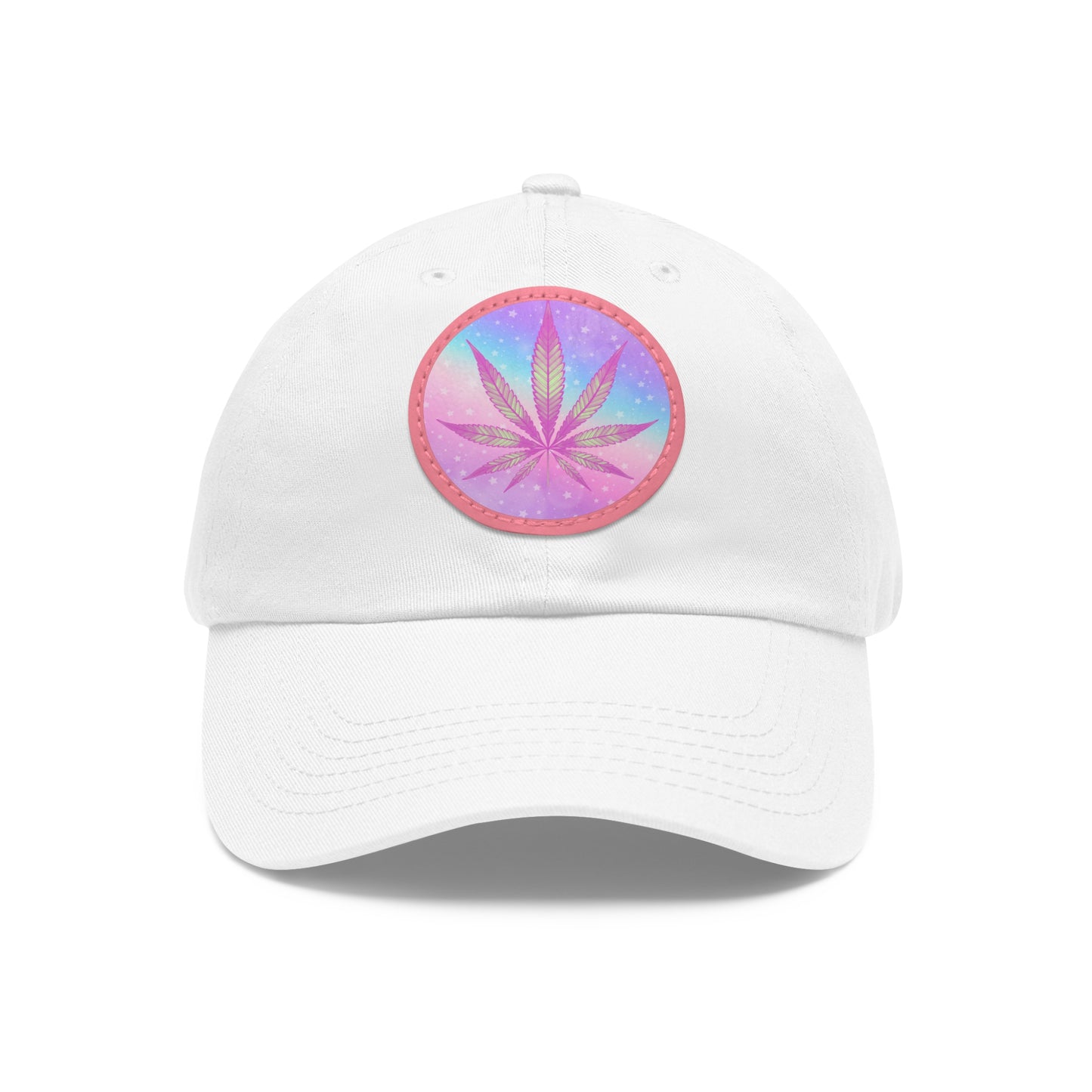 Candycore 420 cannabis cap with round Leather Patch weed leaf baseball hat pastel colors