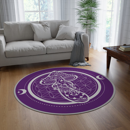 Boho purple decor mushroom psychedelic area rug