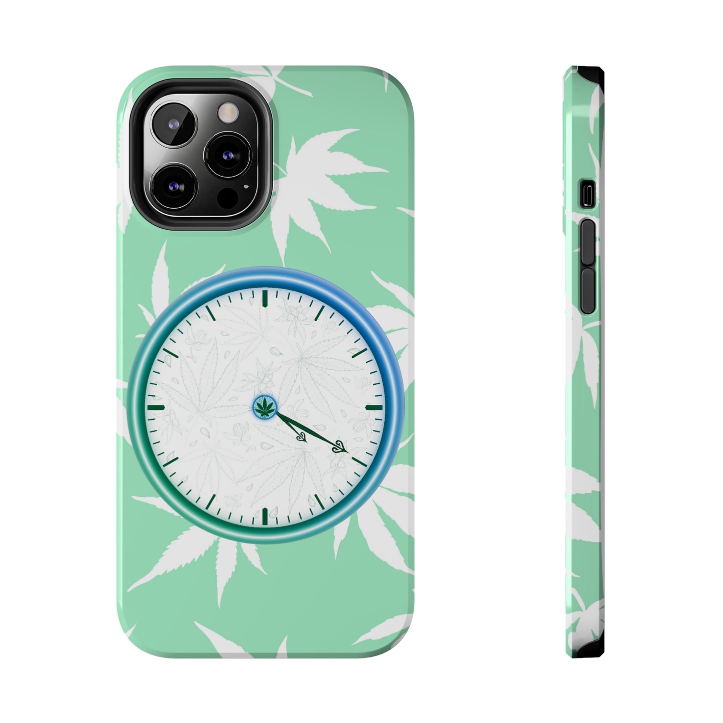 420 clock cannabis tough phone Cases cannabis leaf and 420 clock phone case for high end cannabist