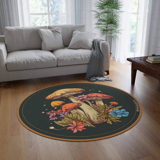 Mushroom boho botanical  Round Rug