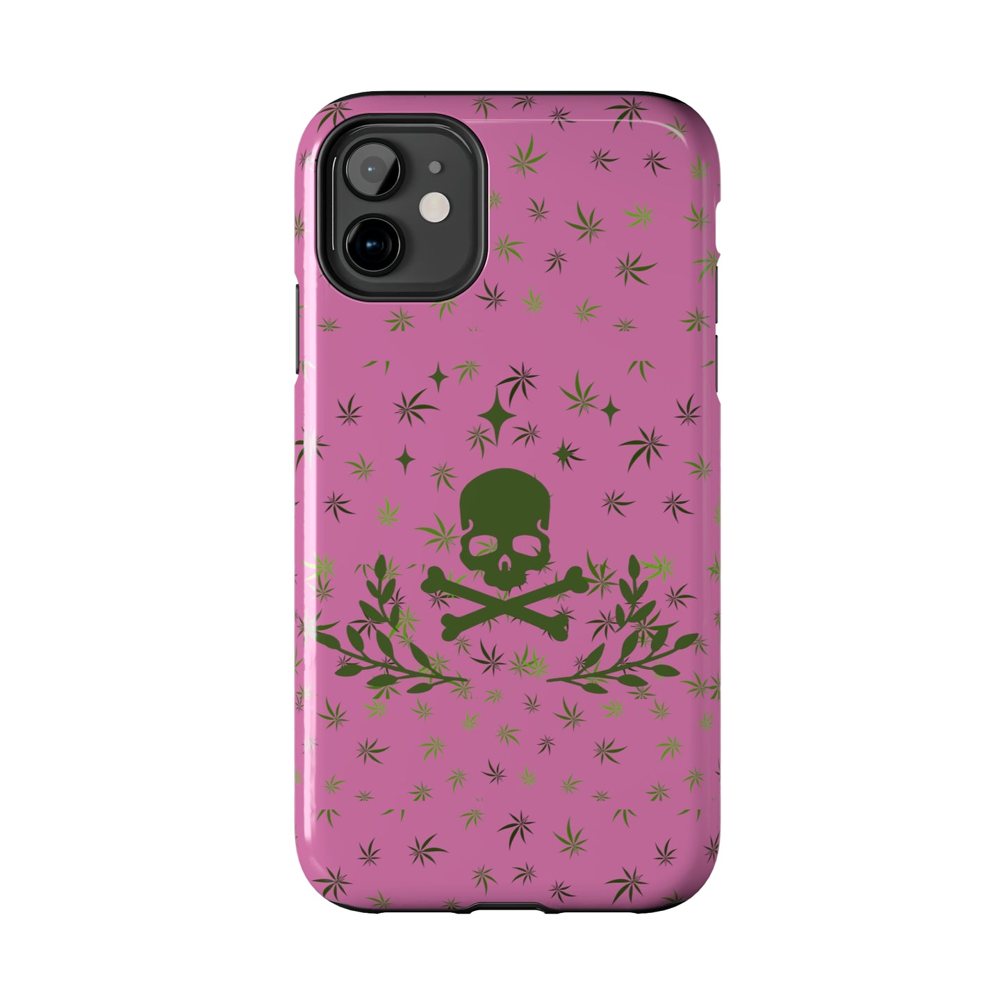 420 skull & crossbones tough phone Cases cannabis and skull and crossbones pink phone case for weed lovers