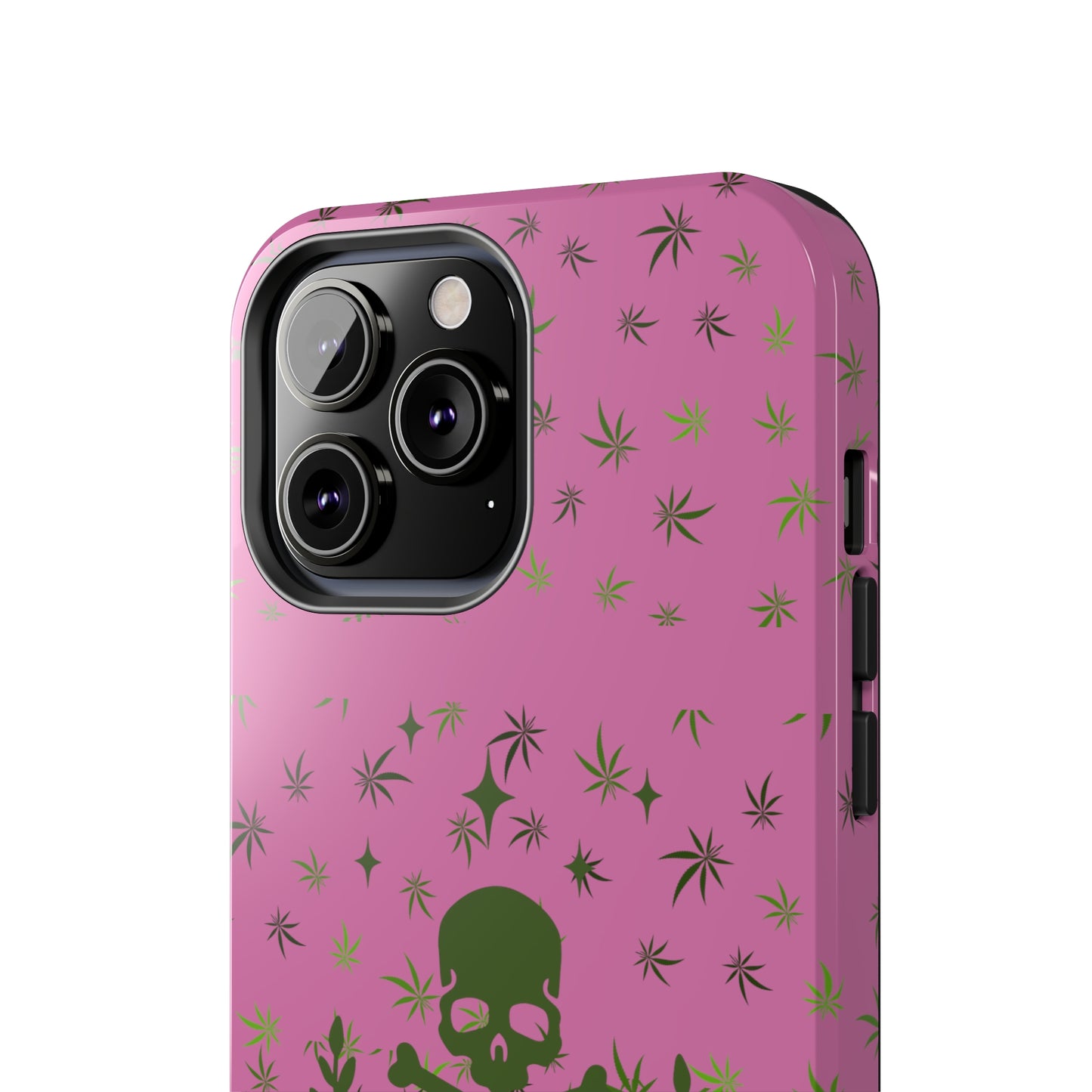 420 skull & crossbones tough phone Cases cannabis and skull and crossbones pink phone case for weed lovers