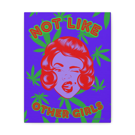 Cannabis pop art marijuana girl retro wall art Gallery Wraps