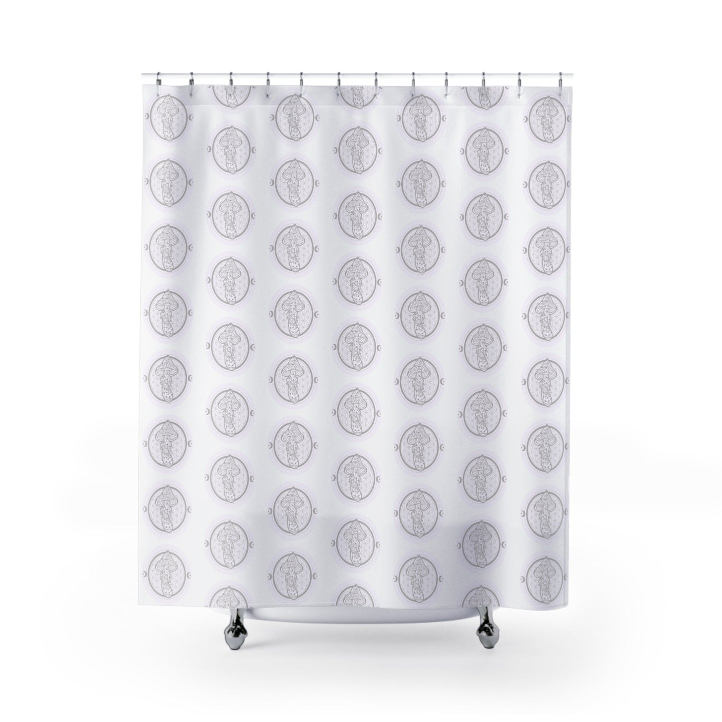 Fungus decor white on white mushroom Shower Curtain boho chic bathroom eclectic trippy elegant decor