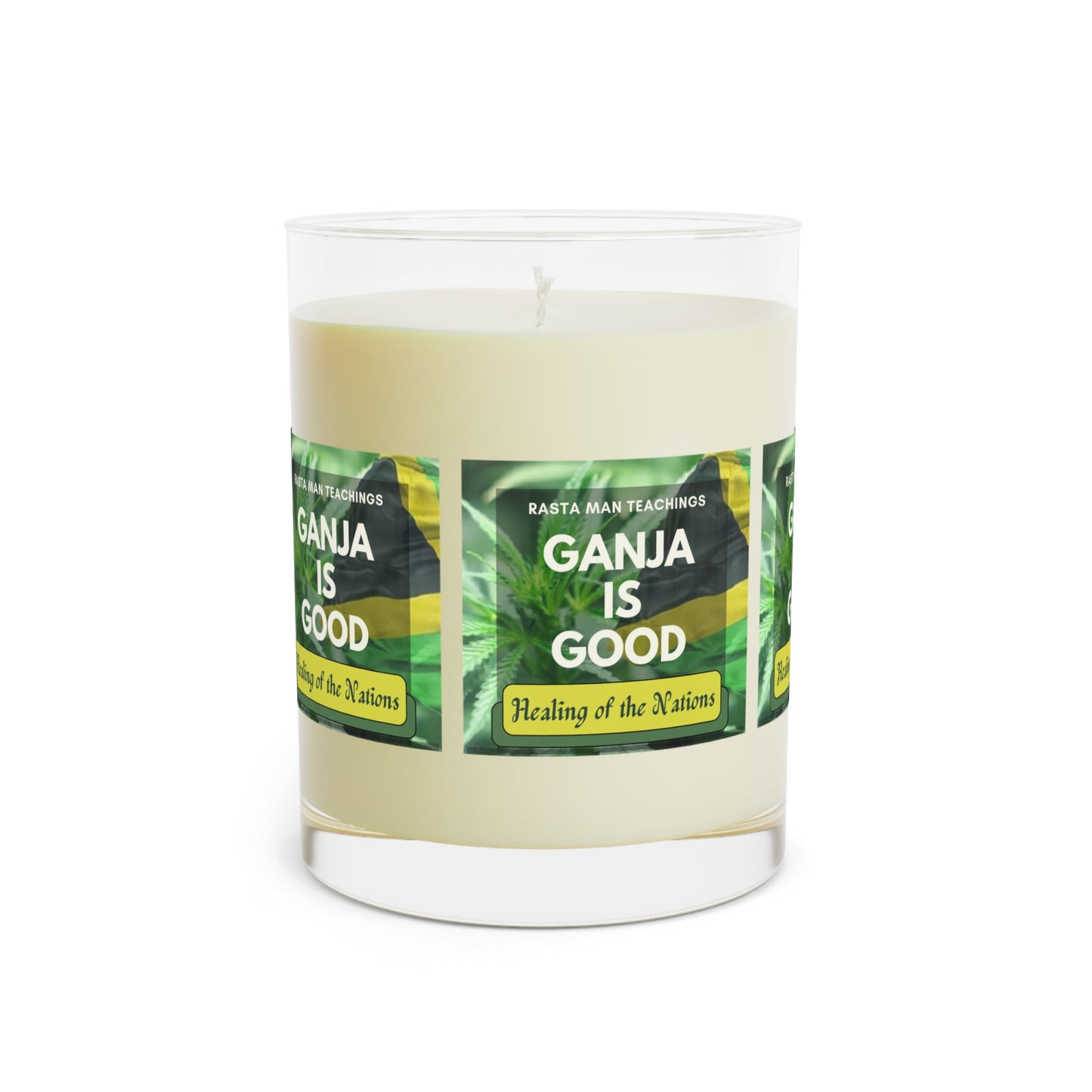 Reggae Rasta Ganja is Good Scented Candle - Full Glass, 11oz - stoner candle - Rastafarian Jamaican candle decor