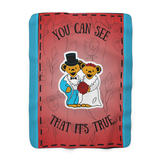 Grateful bears Sherpa Fleece Blanket They Love Each Other Dancing bears Valentines blanket perfect gift for deadhead wedding