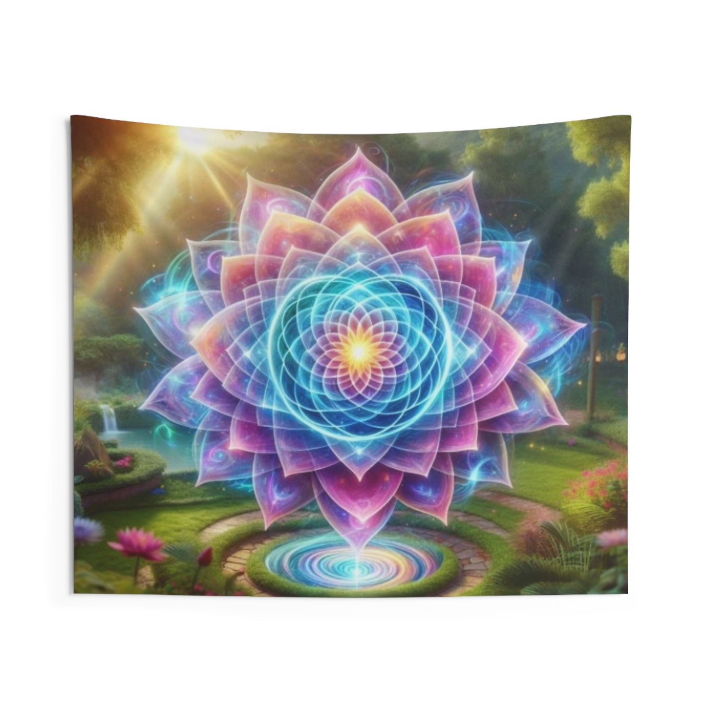 Tapestry sacred geometry lotus flower wall tapestries for yoga studio psychedelic decor