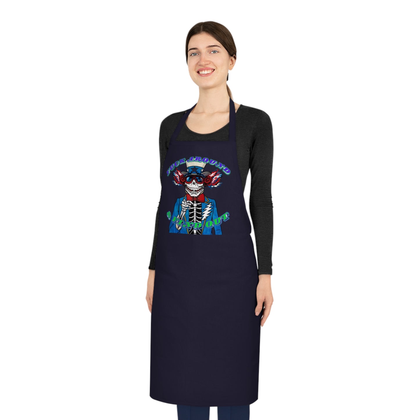 Deadhead cotton apron skeleton kitchen gift for hippie chef