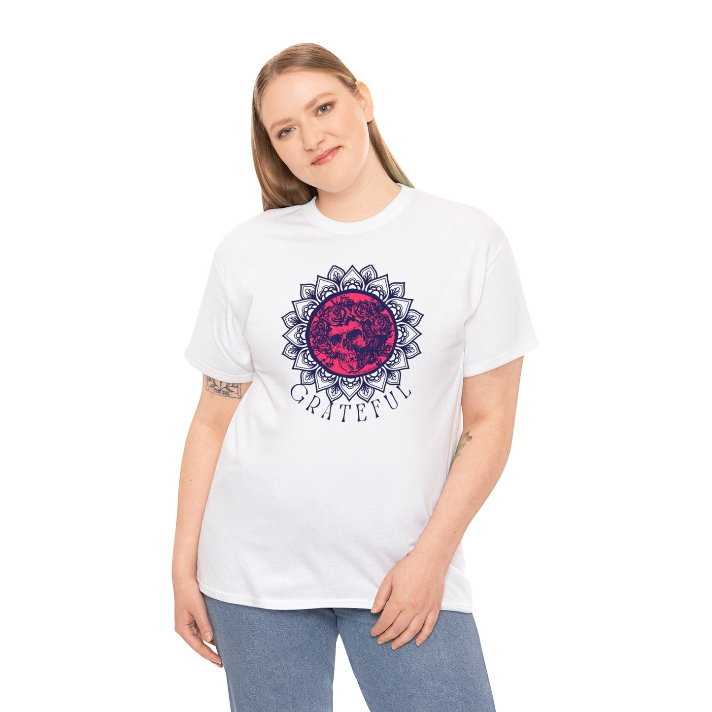 Grateful Dead inspired Skull snd Roses Cotton Tshirt