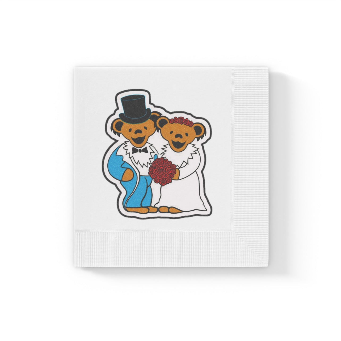 Grateful Dead bears wedding white napkins perfect for deadhead celebrations of love