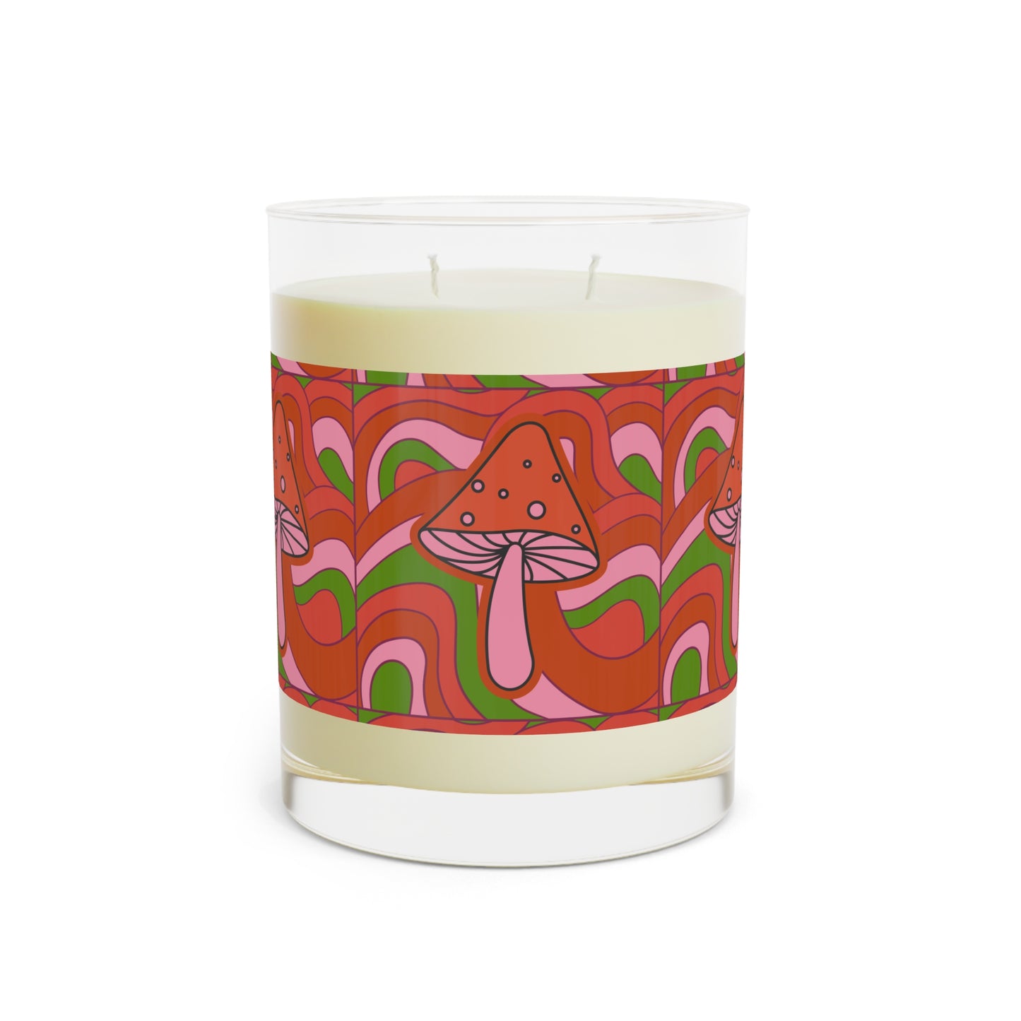 1970s retro psychedelic mushroom scented candle - Full Glass, high end fungi decor