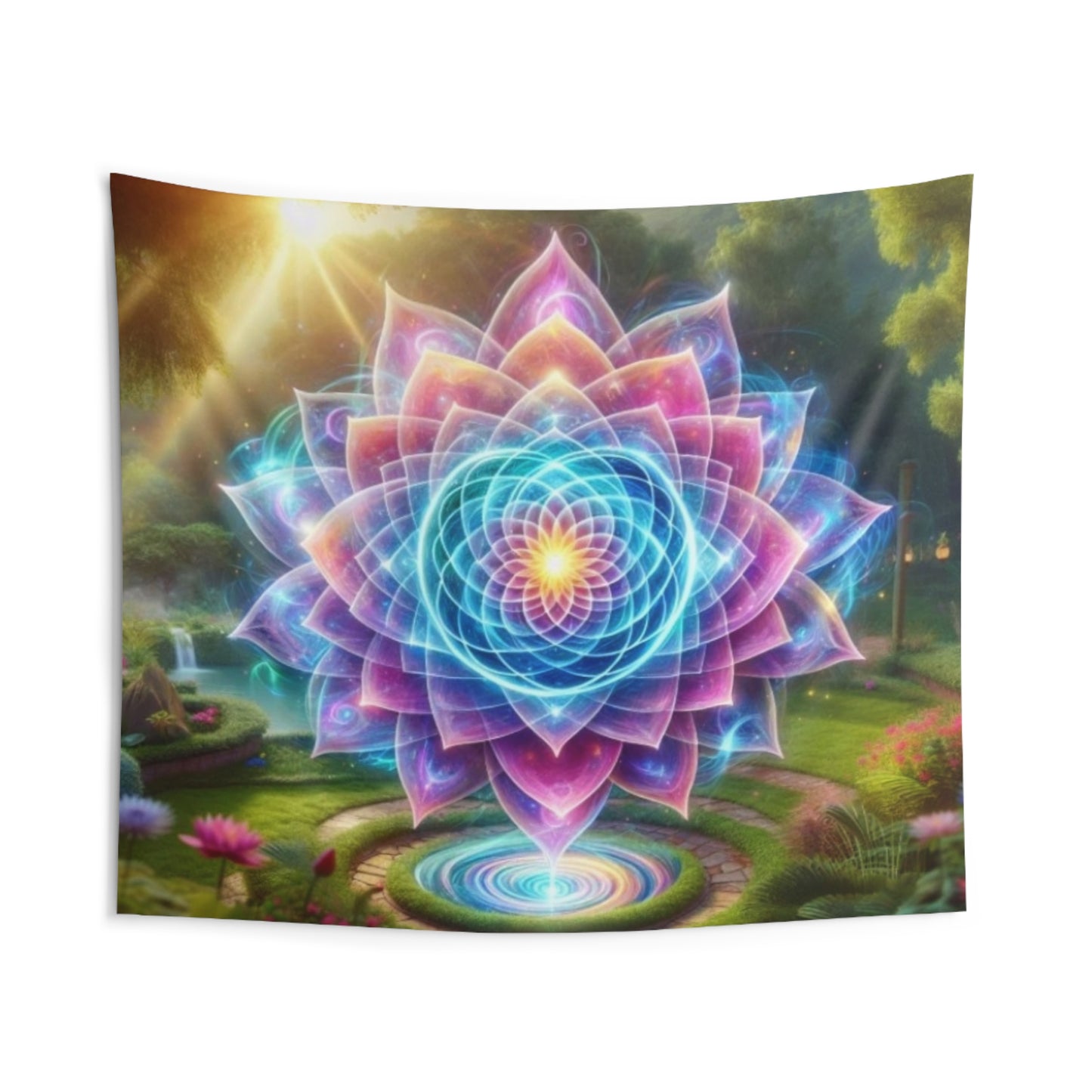 Tapestry sacred geometry lotus flower wall tapestries for yoga studio psychedelic decor