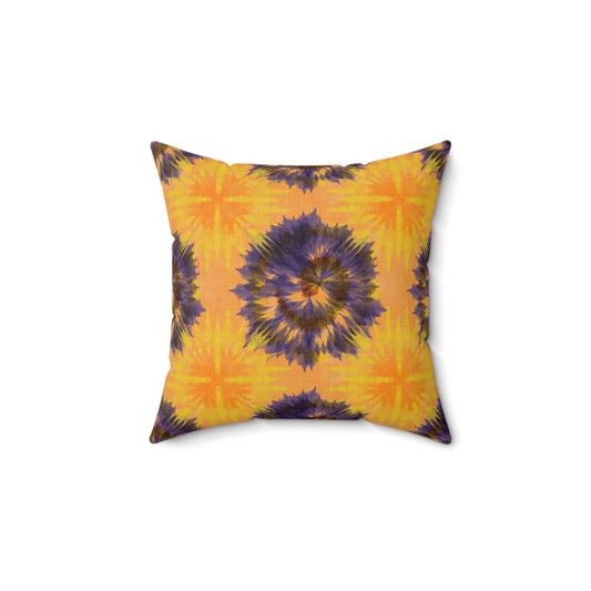 Yellow & Purple tie-dye pillow eclectic bohemian trippy home hippie style decor