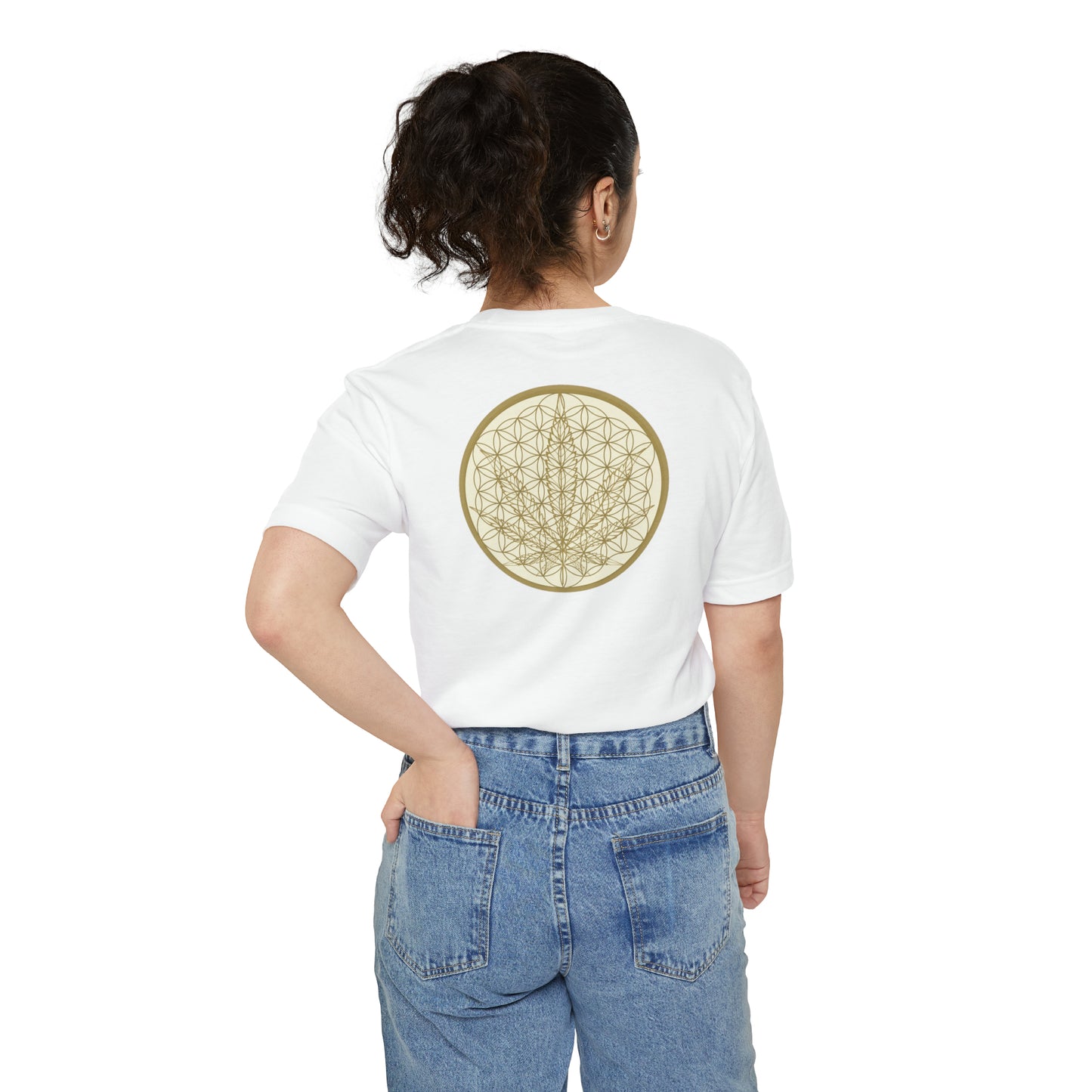 Cannabis couture 420 motif sacred geometry unisex Pocket T-shirt perfect for marijuana lovers and high end enthusiasts