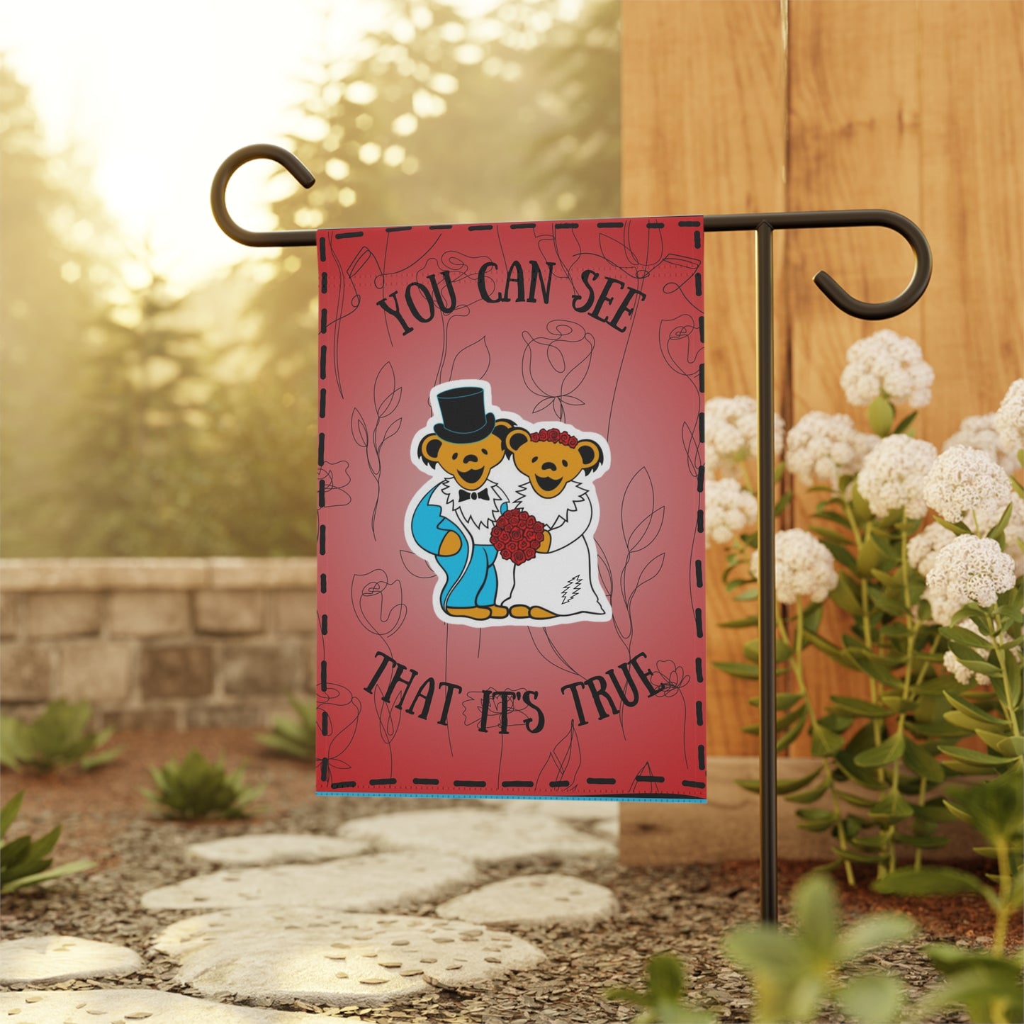 Grateful Dead bears banner flag - grateful dead wedding banner grateful dead song lyrics flag perfect gift for Deadhead