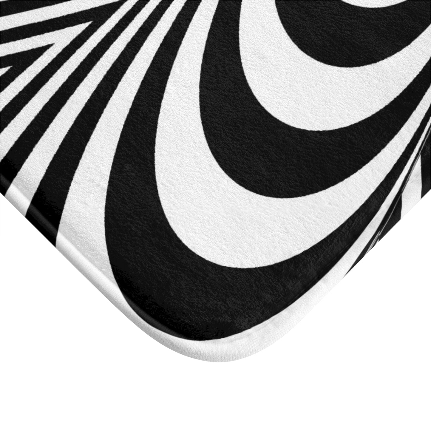 Psychedelic black and white bath mat eclectic bathroom rug trippy home floor decor