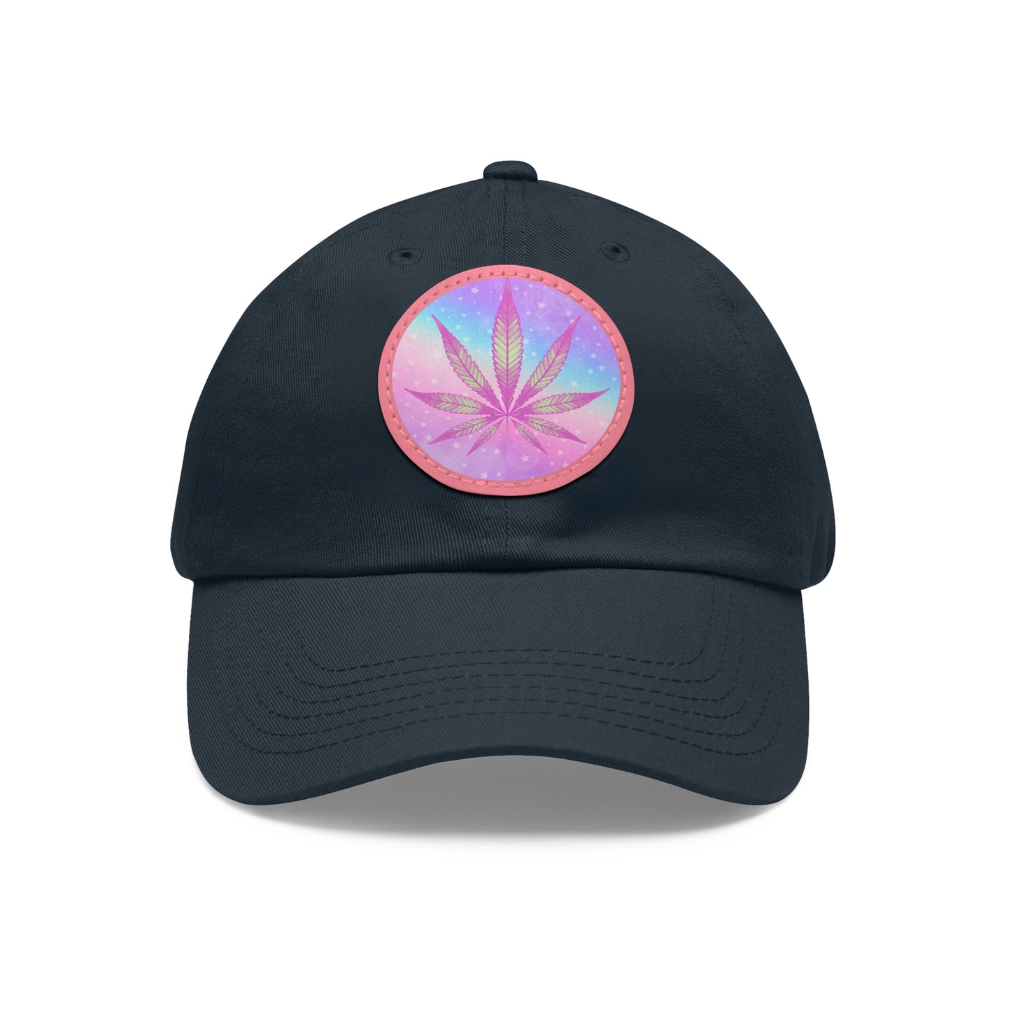 Candycore 420 cannabis cap with round Leather Patch weed leaf baseball hat pastel colors