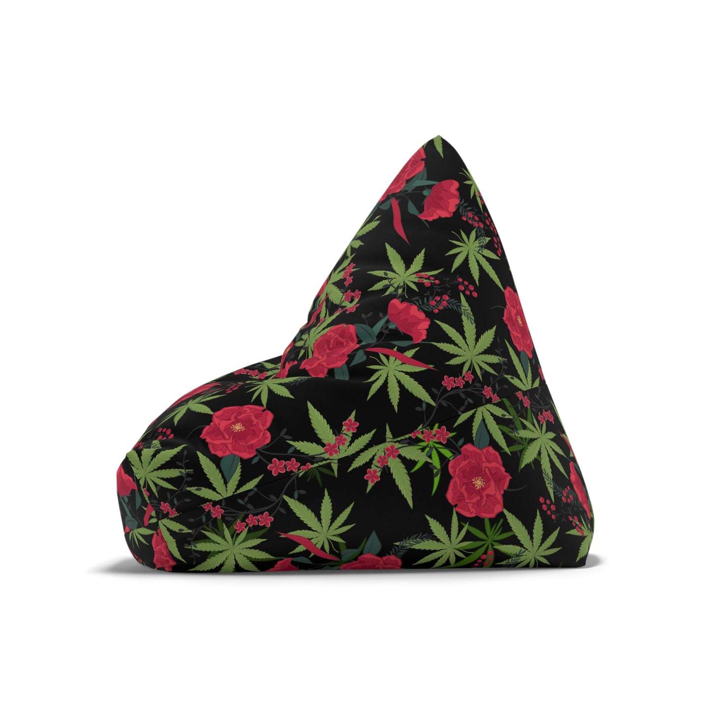 Black roses and cannabis 420 Bean Bag Chair Cover for high end stoner decor, cover only!