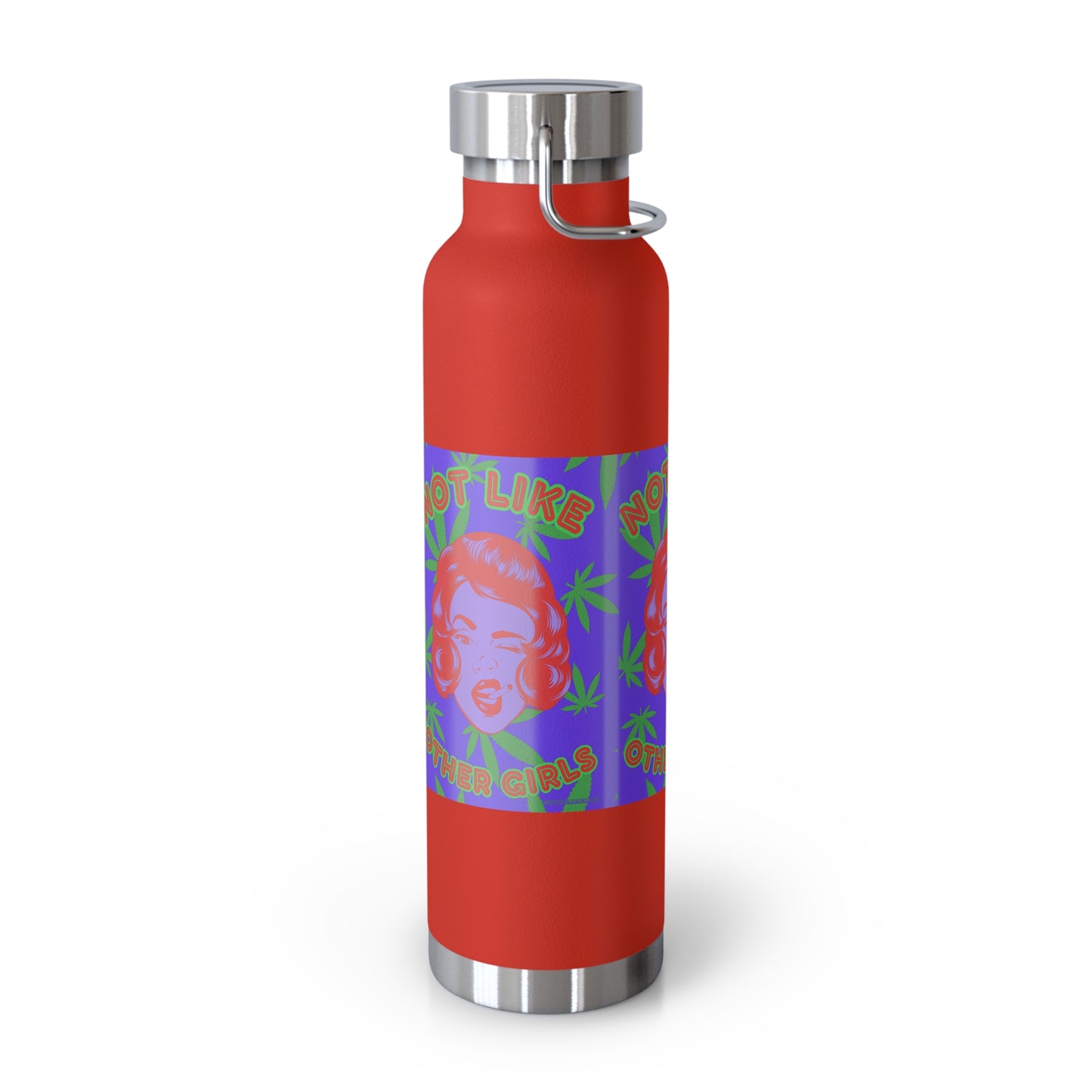 Not like Other Girls cannabis 420 retro vintage copper vacuum insulated bottle, 22oz. Great gift for high end stoner girl